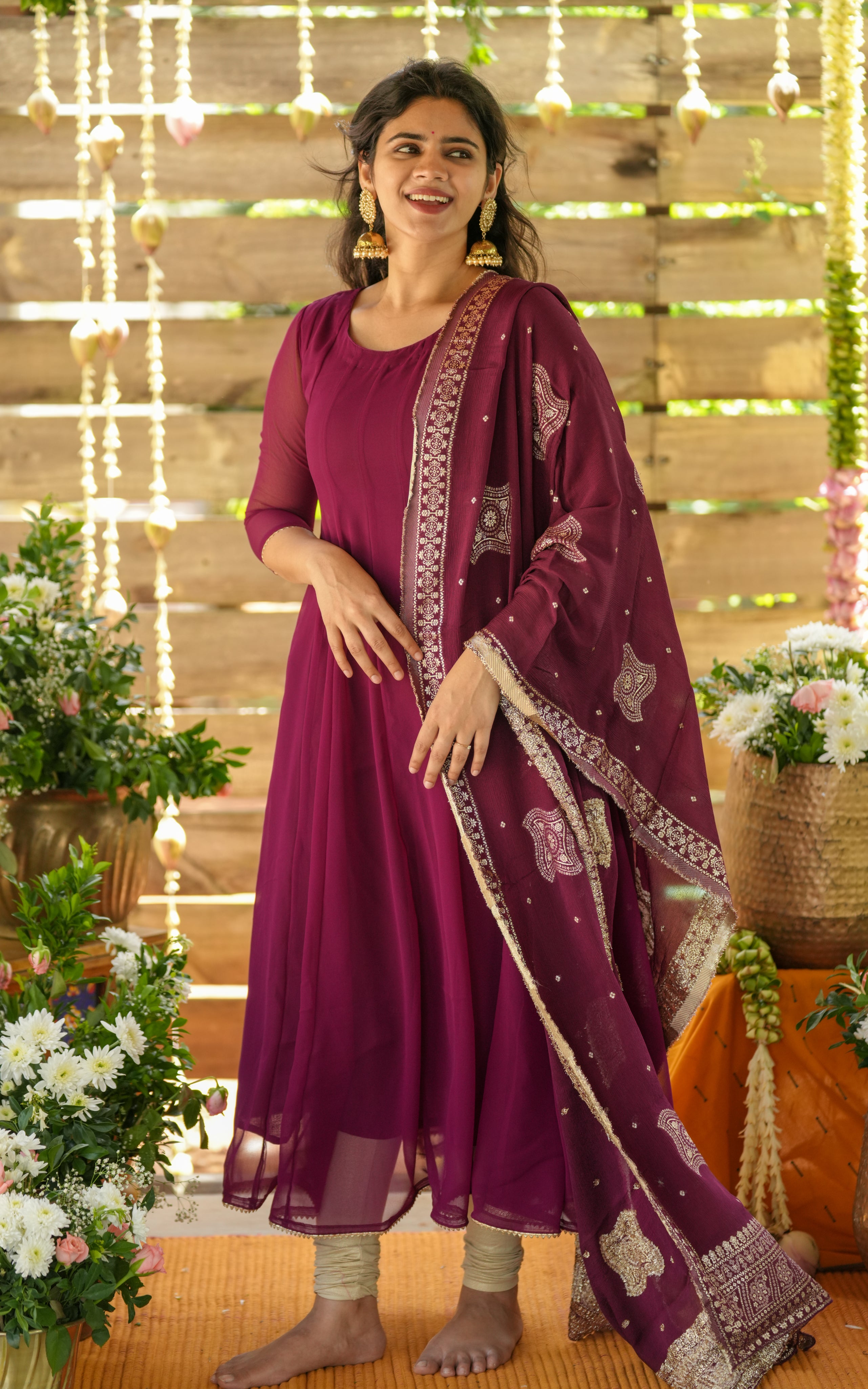 Trisha Burgundy (Kurti+Dupatta)