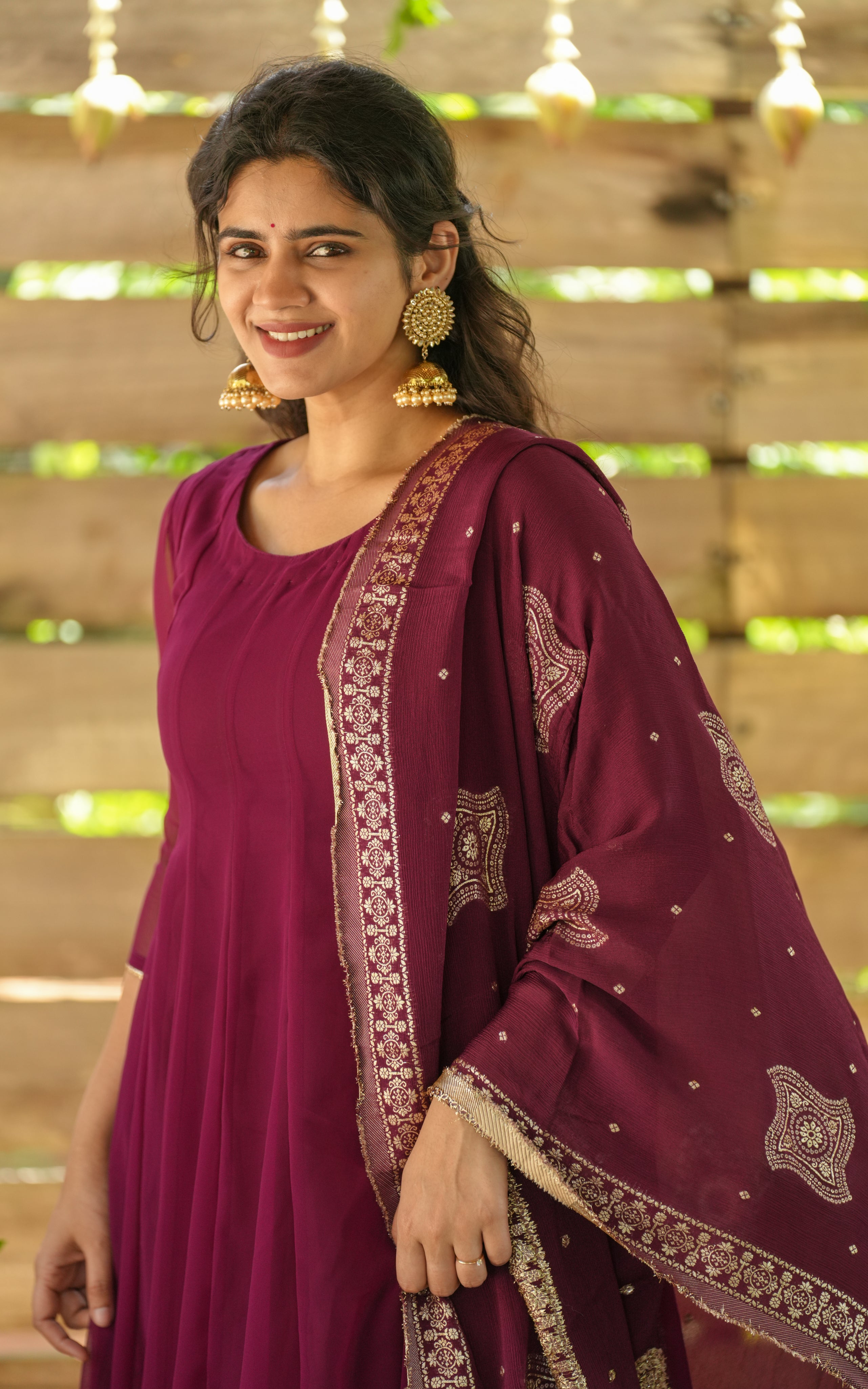 Trisha Burgundy (Kurti+Dupatta)