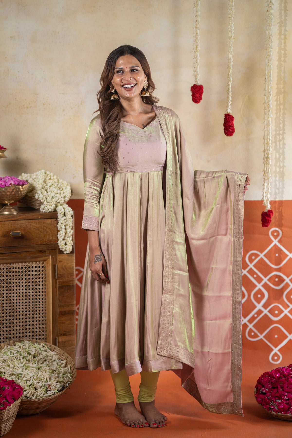 Diwali Evening Dual Tone A (Kurti+Dupatta)