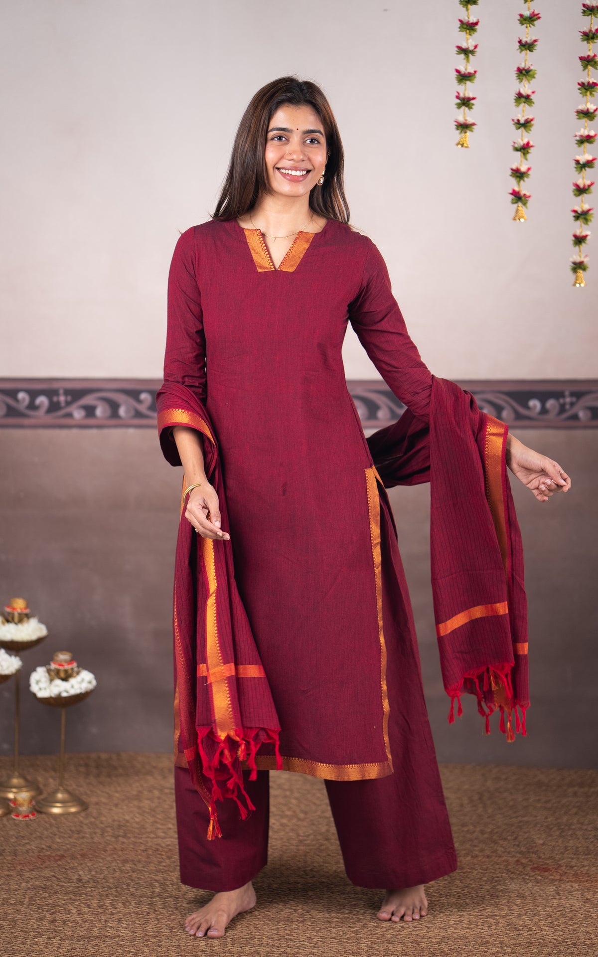 Vintage Set F (Kurti+Pant+Dupatta)