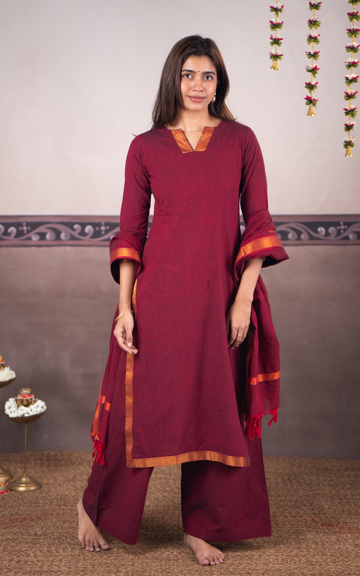 Vintage Set F (Kurti+Pant+Dupatta)