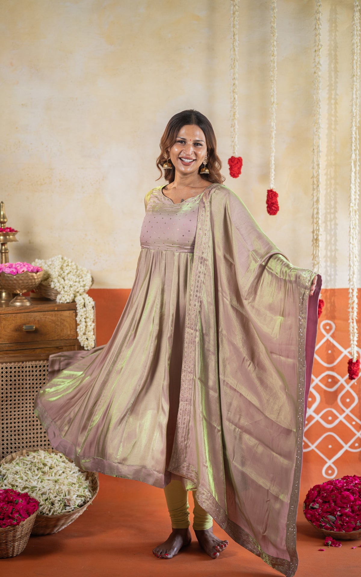 Diwali Evening Dual Tone A (Kurti+Dupatta)