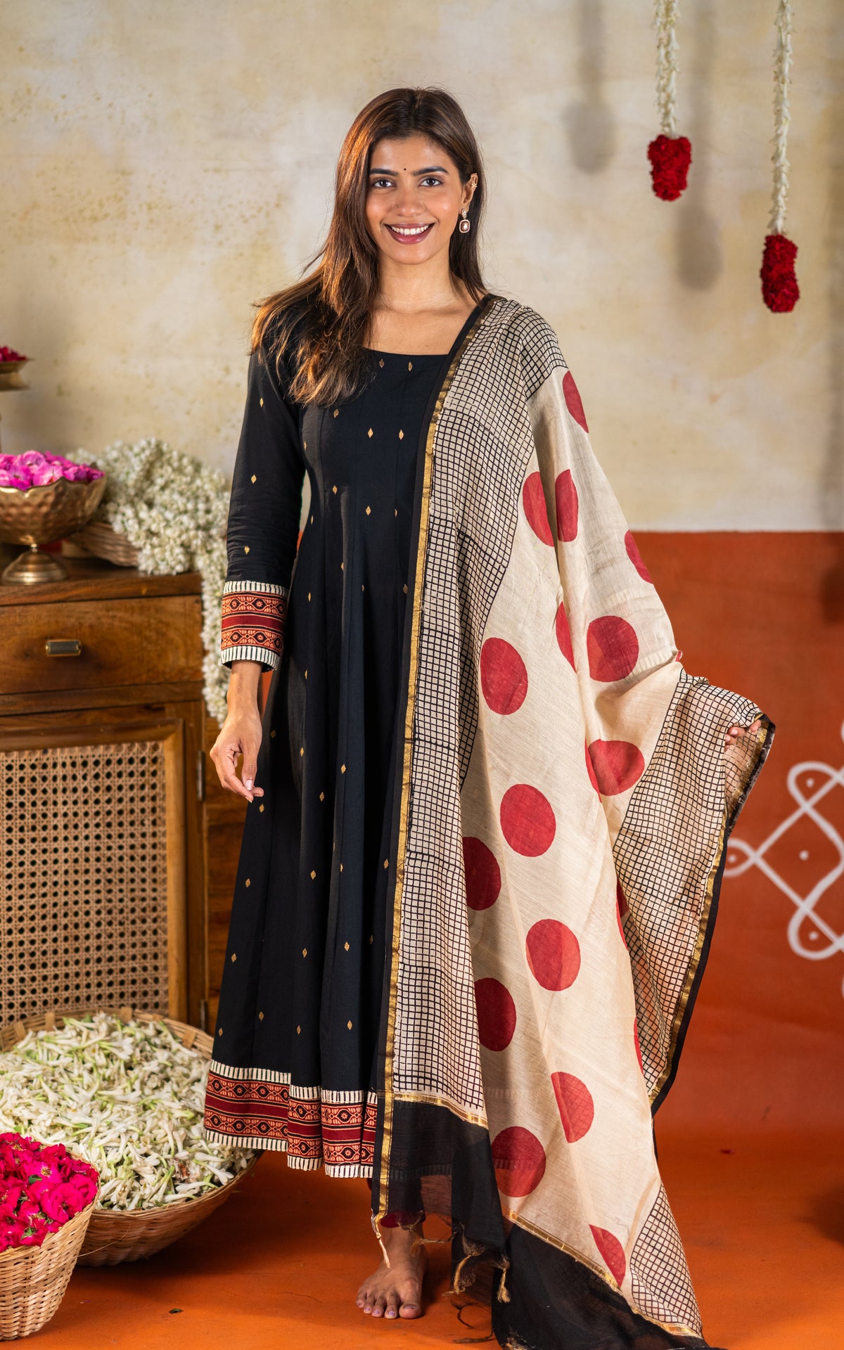 Black and Blocks (Kurti+Dupatta)
