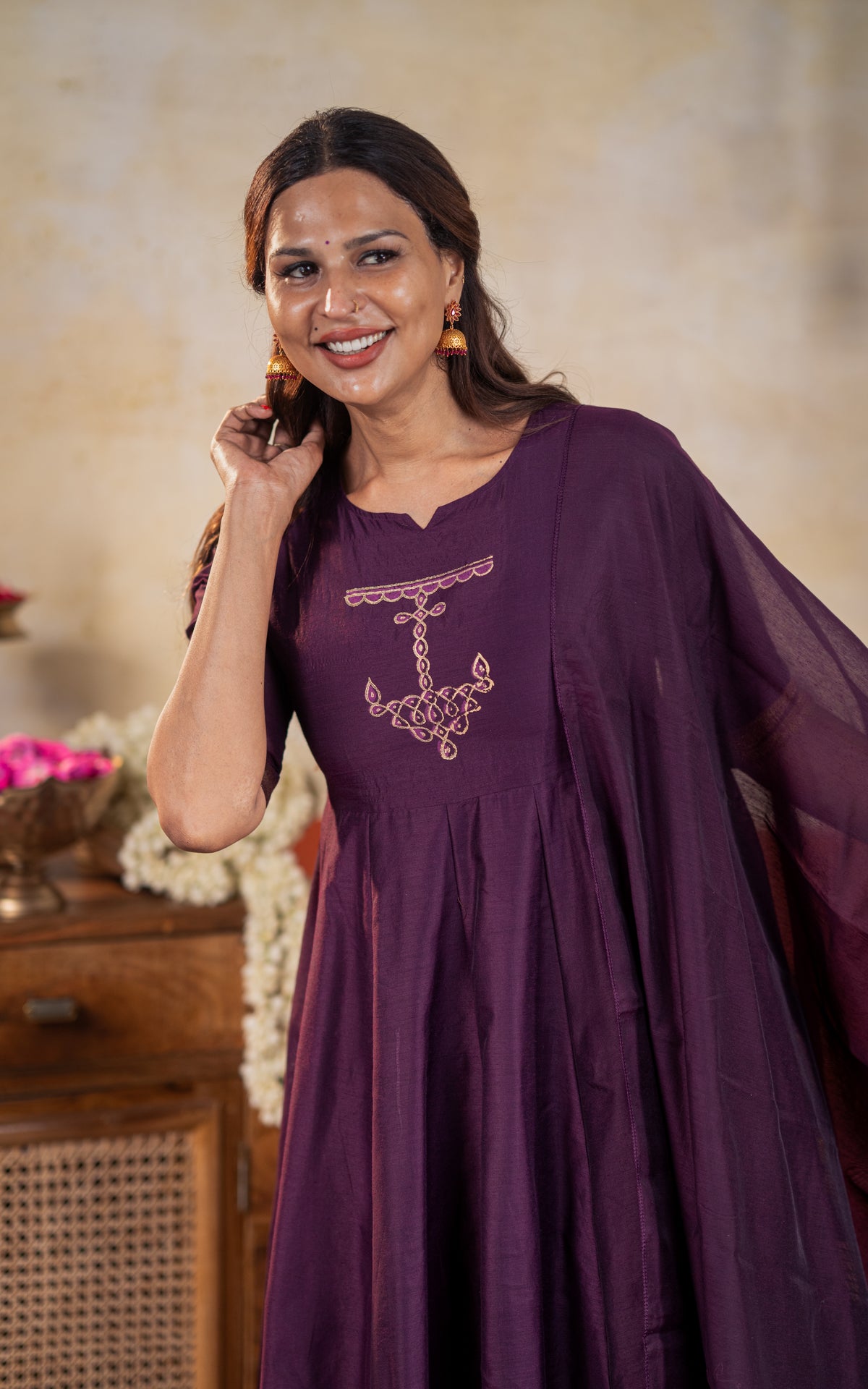 Vintage Vizha Kolam D (Kurti+Dupatta)