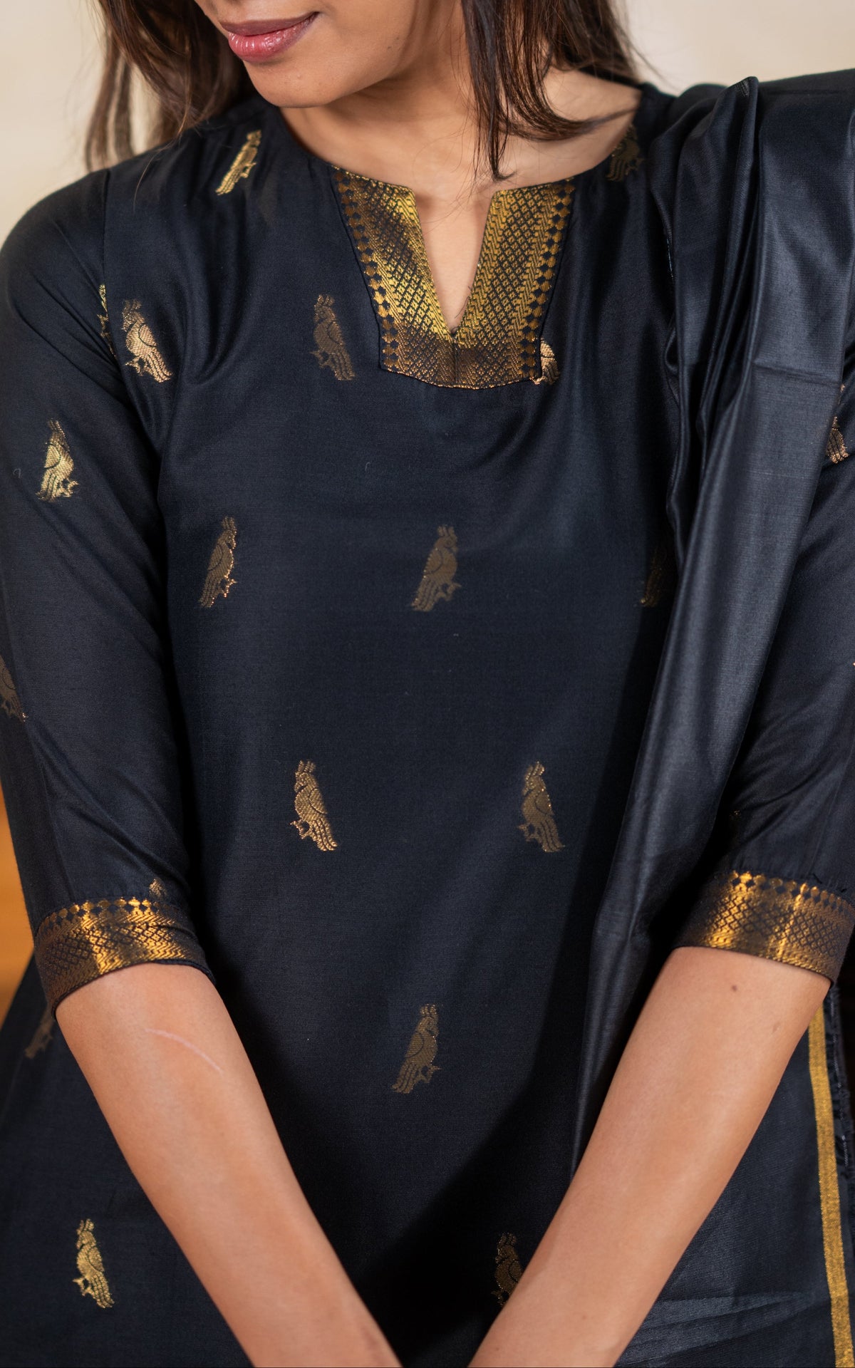 Mayil Black (Kurti+Dupatta)