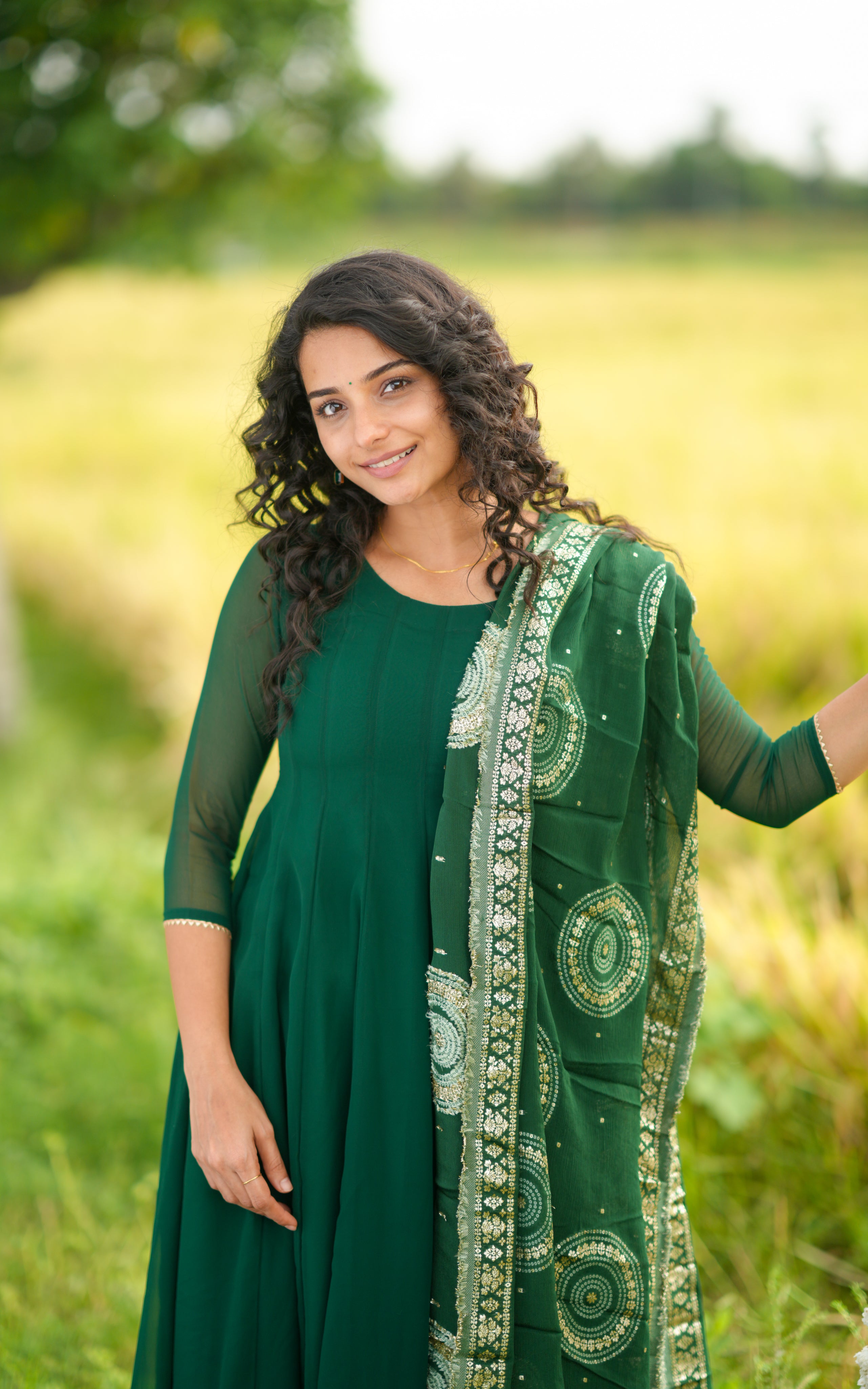 Trisha Bottle Green (Kurti+Dupatta)