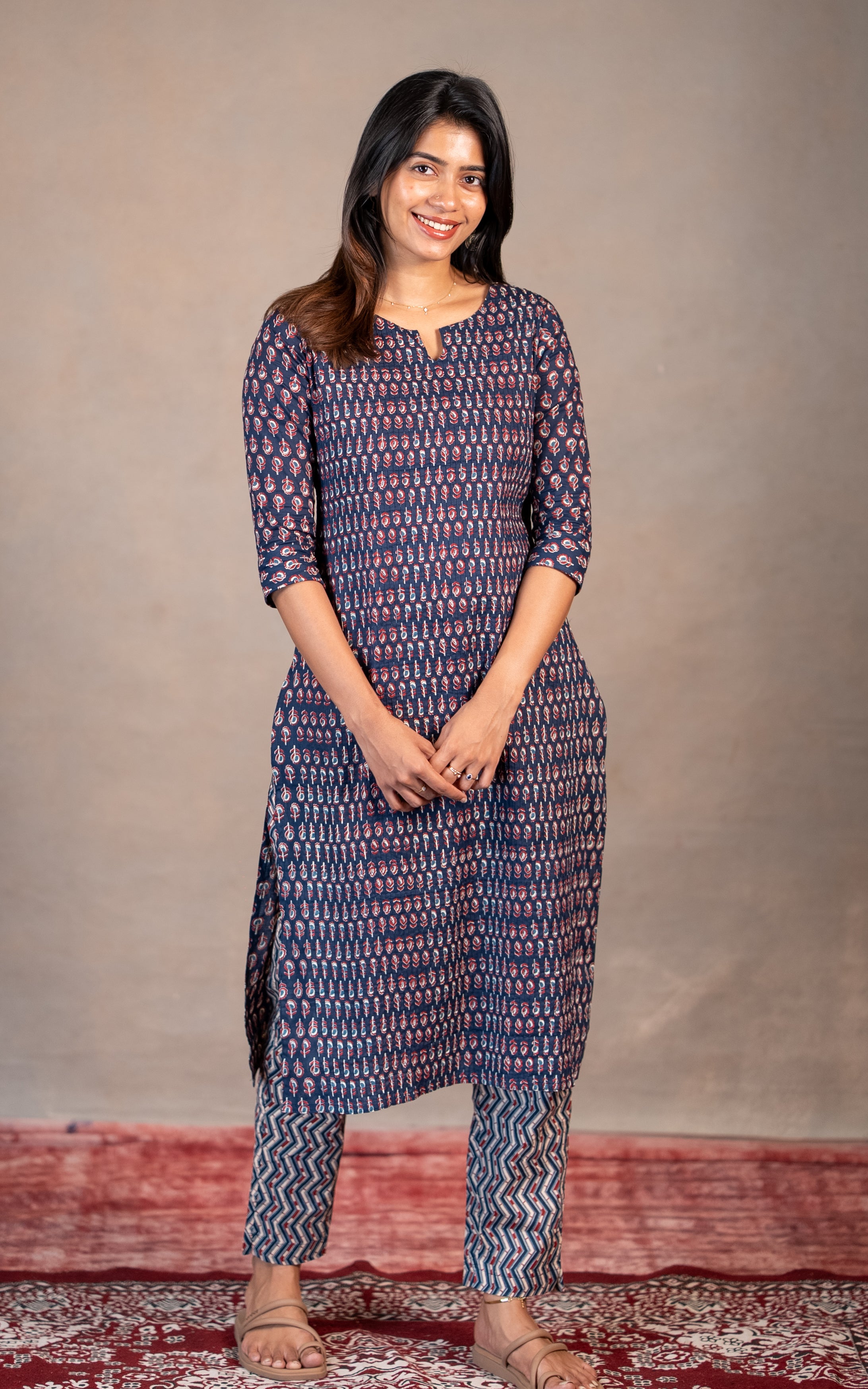 Ansha Navy Blue (Kurti+Pant)