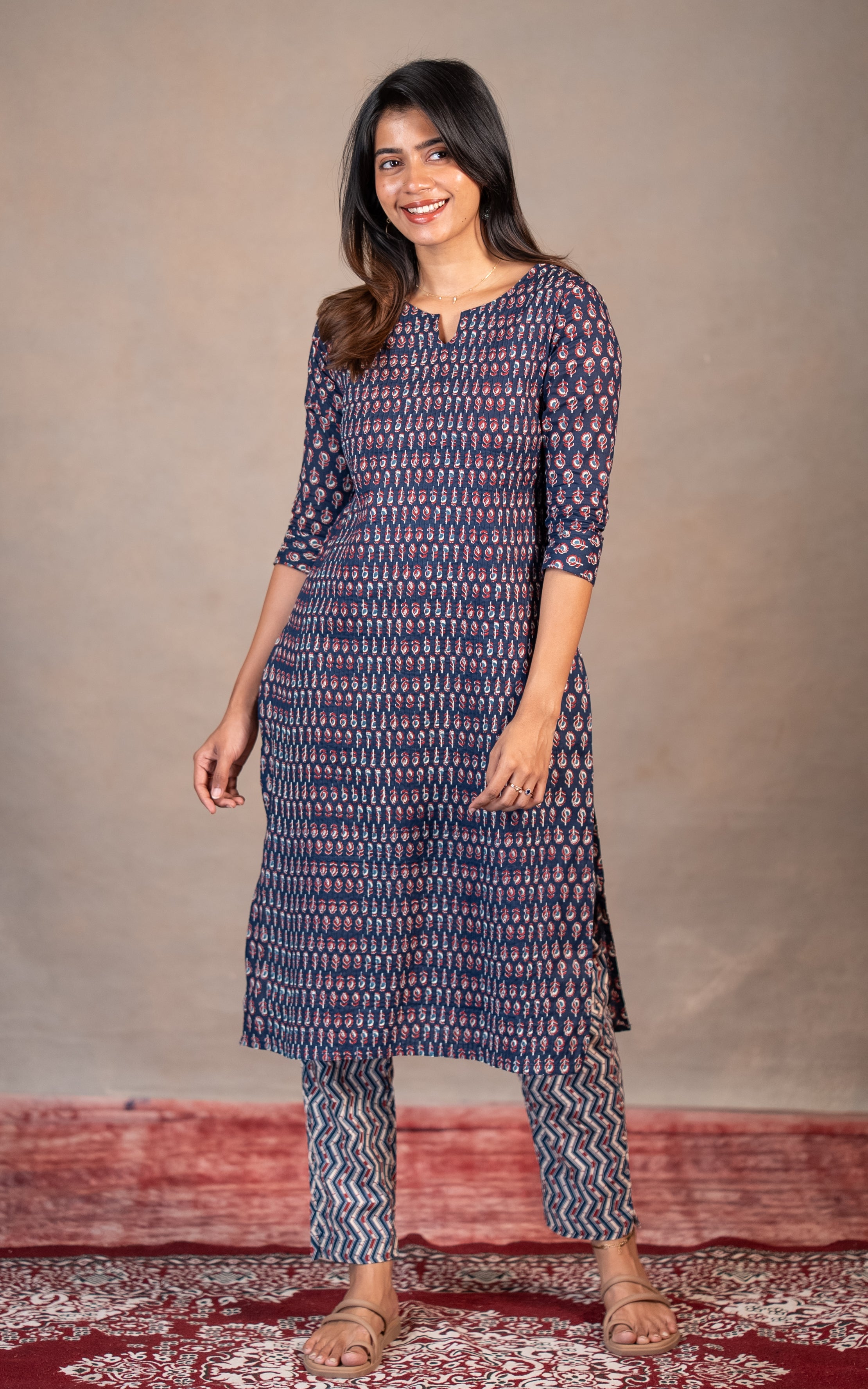 Ansha Navy Blue (Kurti+Pant)
