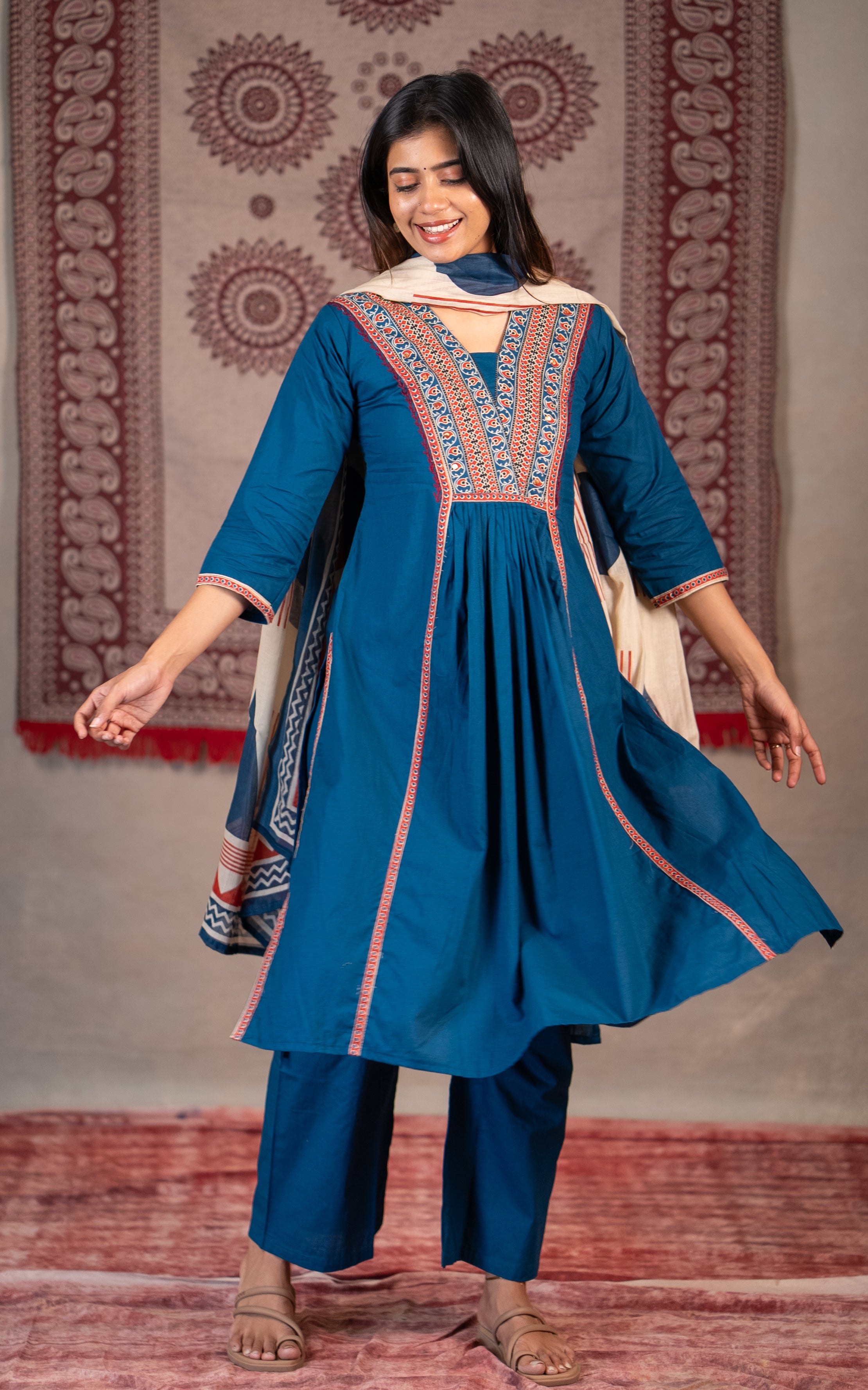 Hananya Blue (Kurti+Pant+Dupatta)