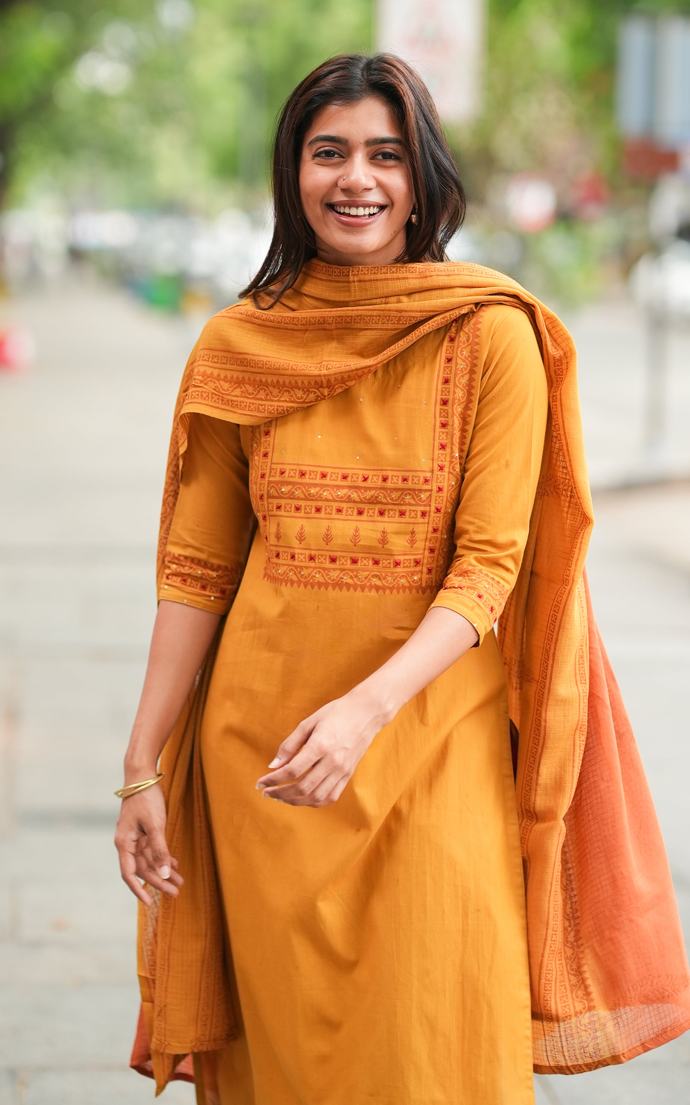 Miranjana Mustard (Kurti+Dupatta)