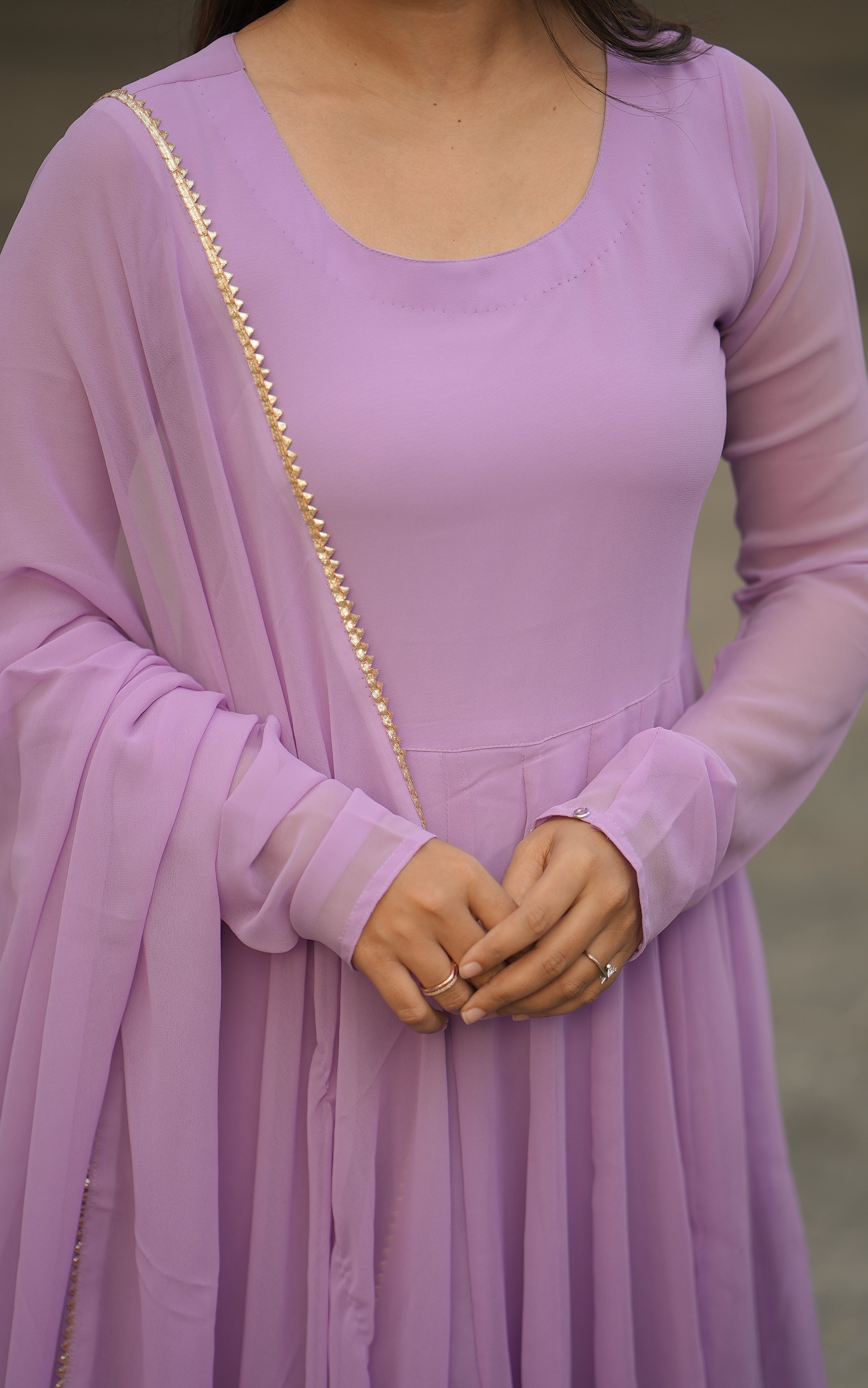 Purple zari buti flared dress with chanderi dupatta - set of two by The  Anarkali Shop | The Secret Label