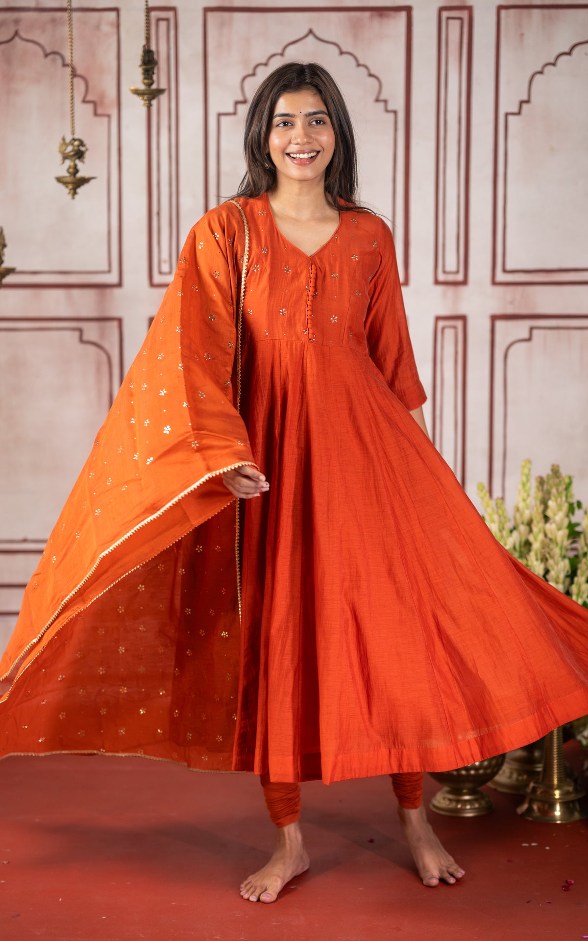 Mukaish Work Inspired Closed Neck (Kurti+Dupatta)