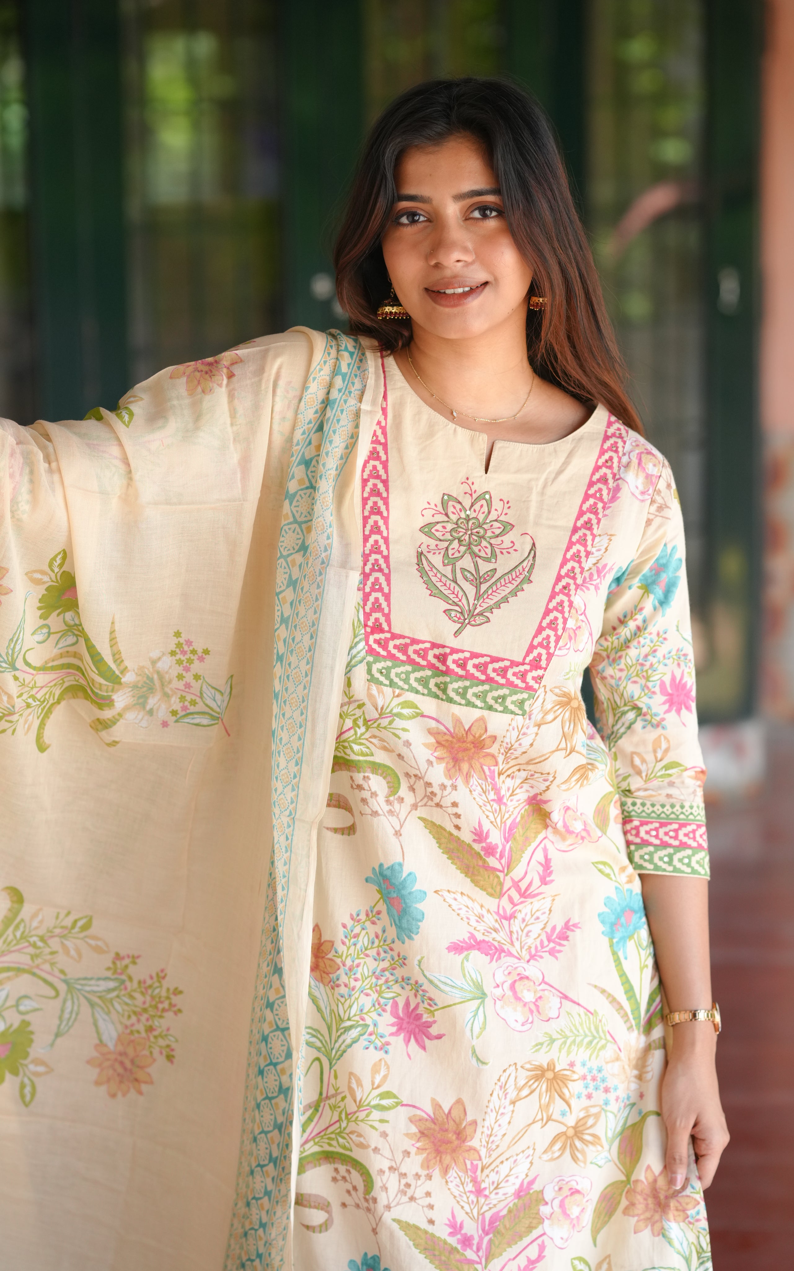 Vithusri Pastel Yellow (Kurti+Pant+Dupatta)