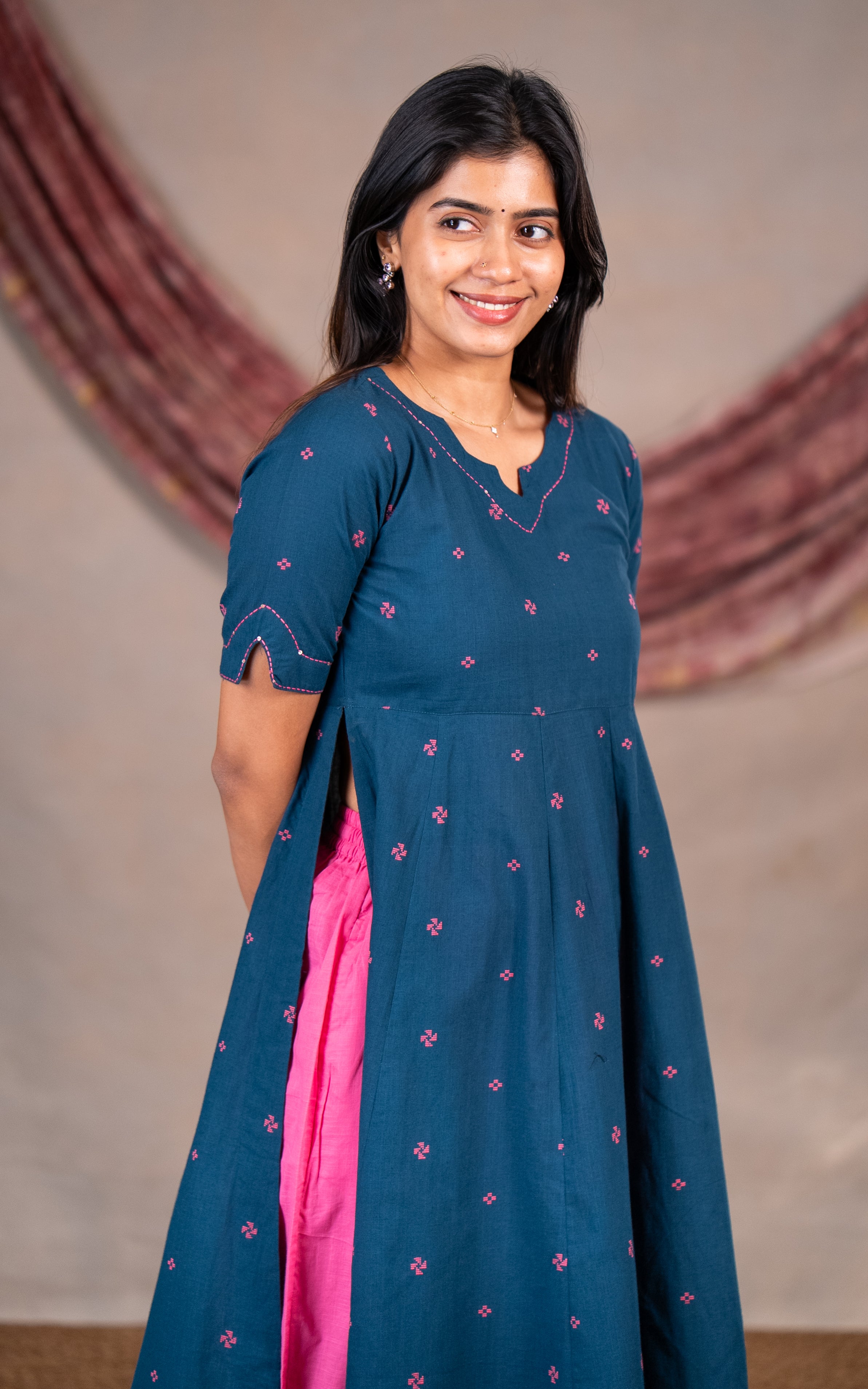 Nira Teal Blue (Kurti+Pant)