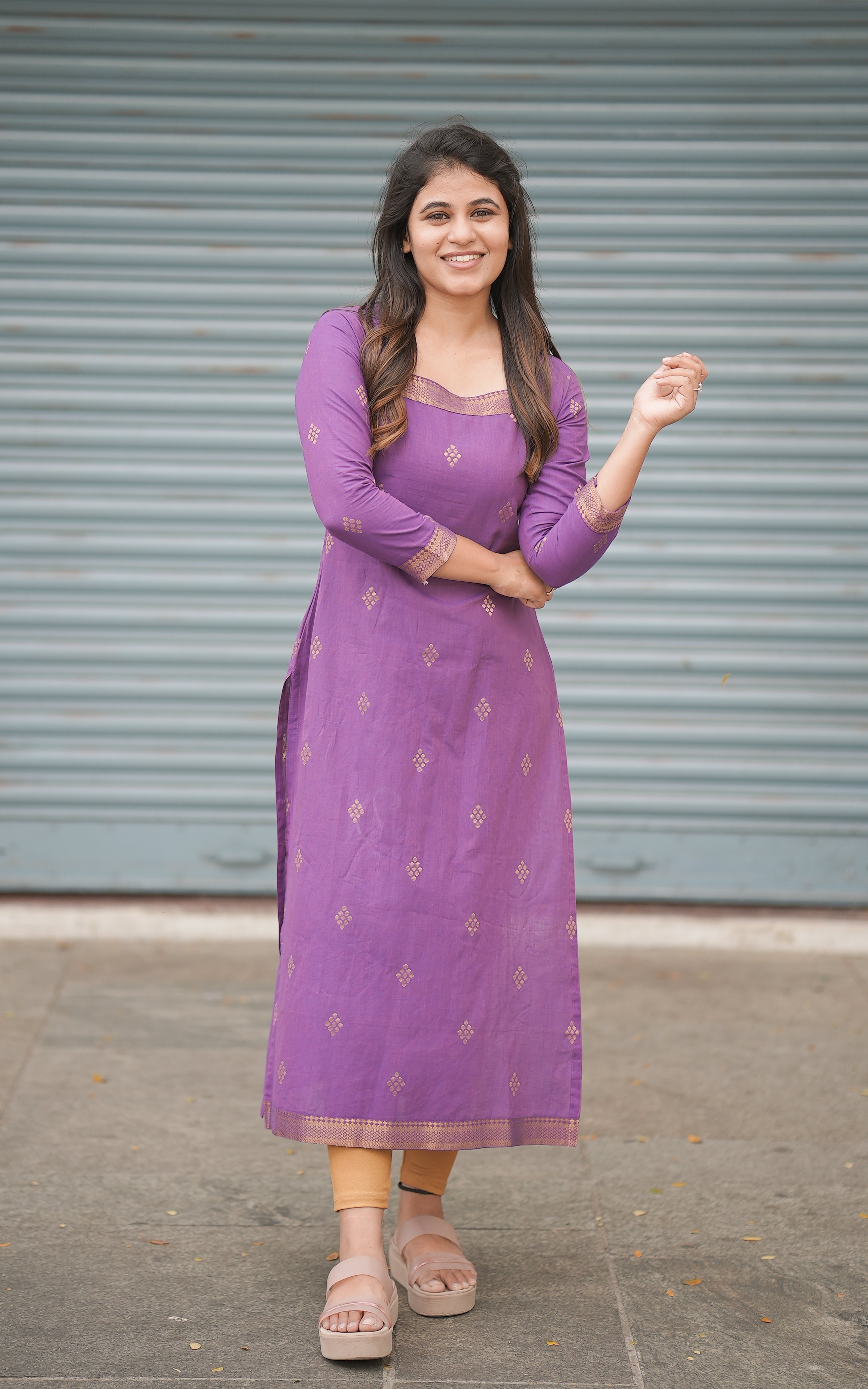 instore manjummel violet straight cut kurti for women daily wear college wear office wear