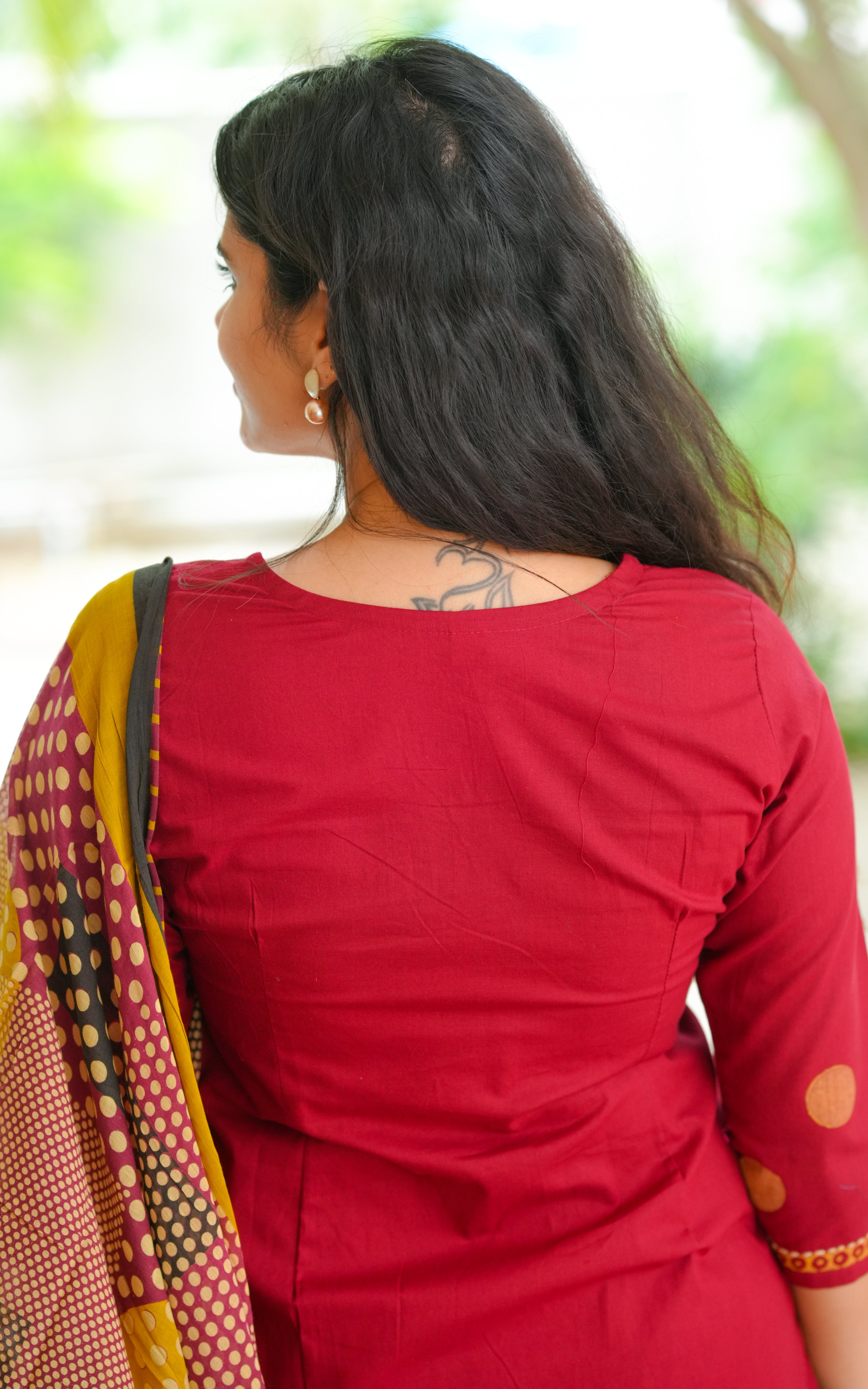 Megha Maroon HandBlock (Kurti+Pant+Dupatta)