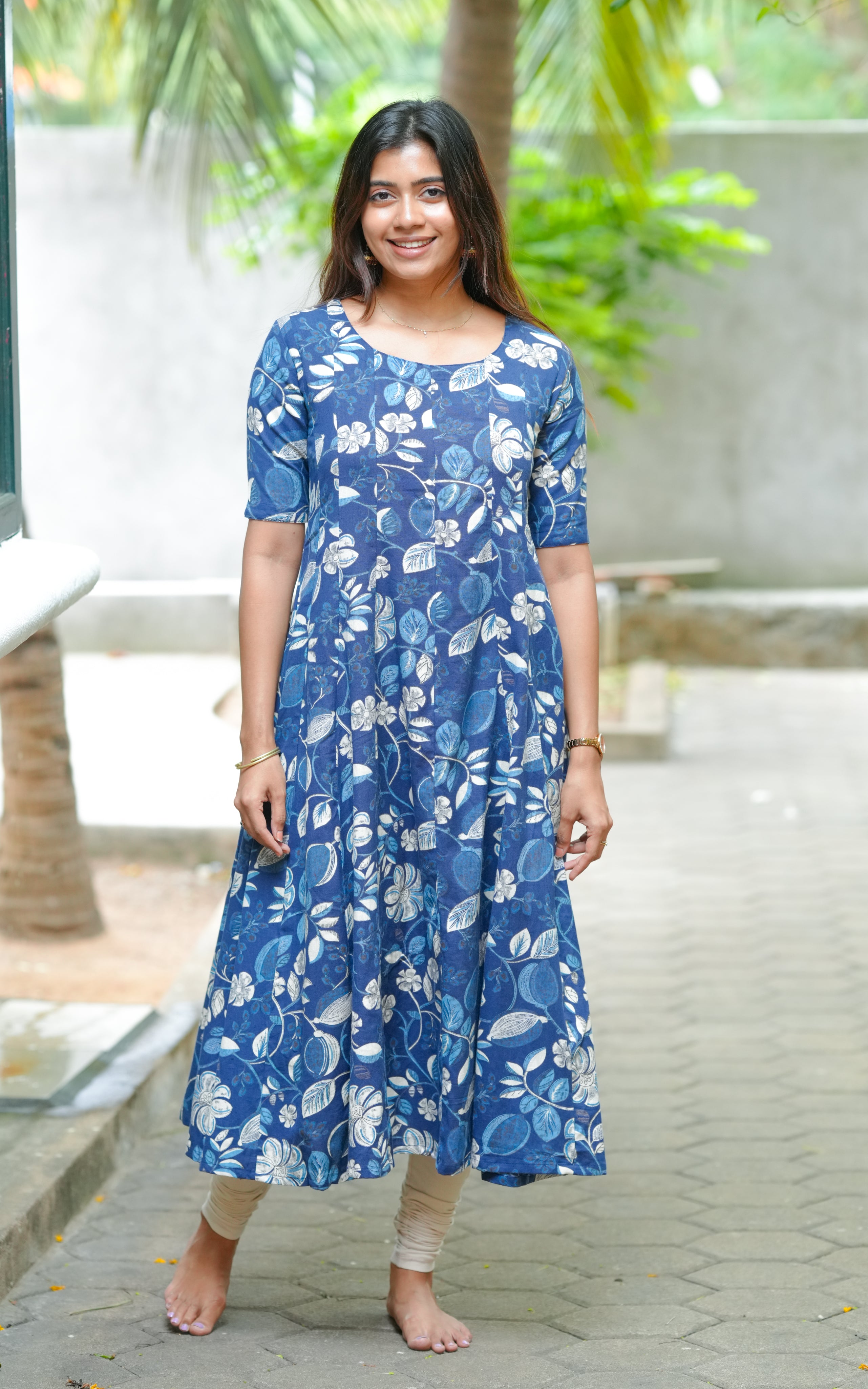 Blue printed dress