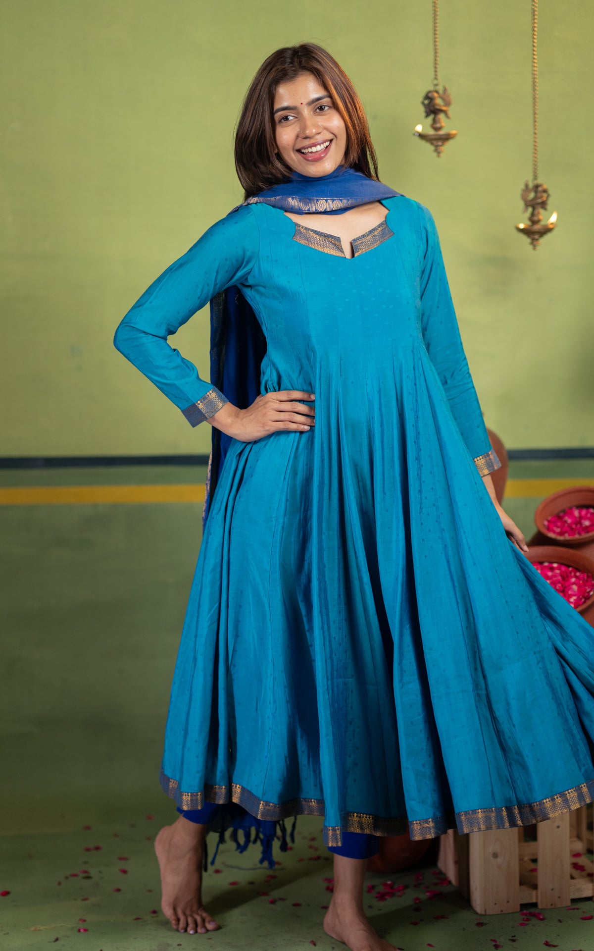 Navarathri Rama Blue (Kurti+Dupatta)