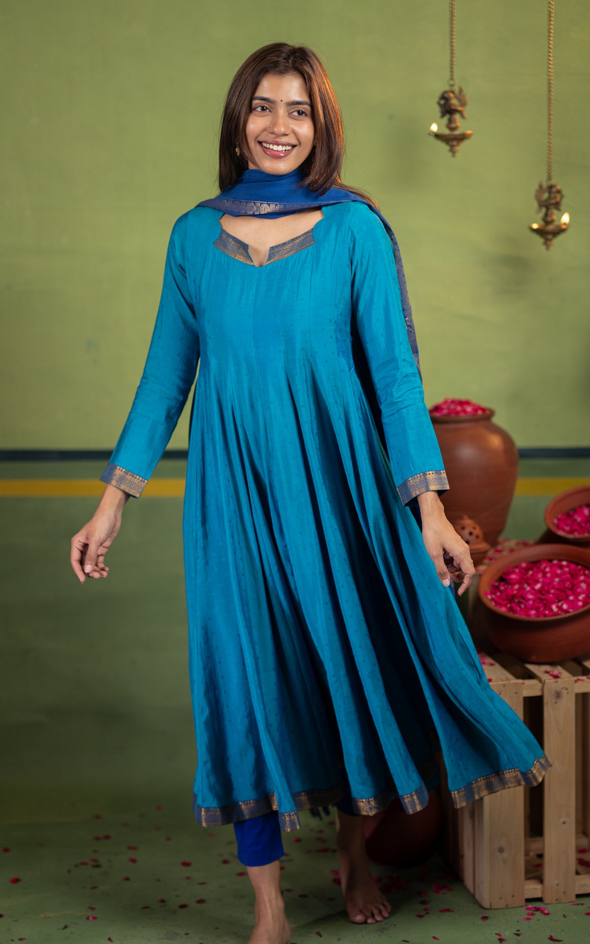 Navarathri Rama Blue (Kurti+Dupatta)