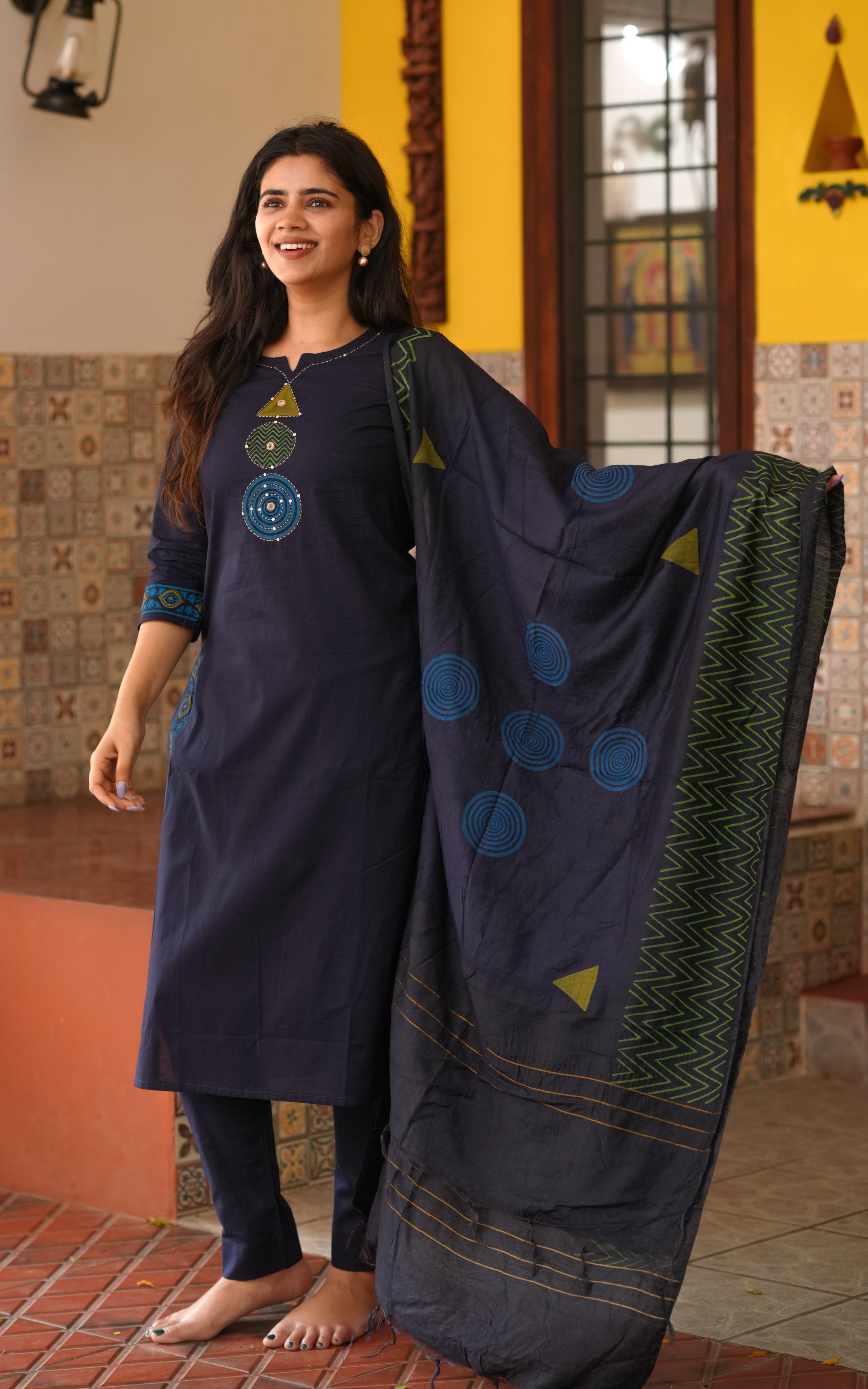 Yuvathi HandBlock (Kurti+Pant+Dupatta)