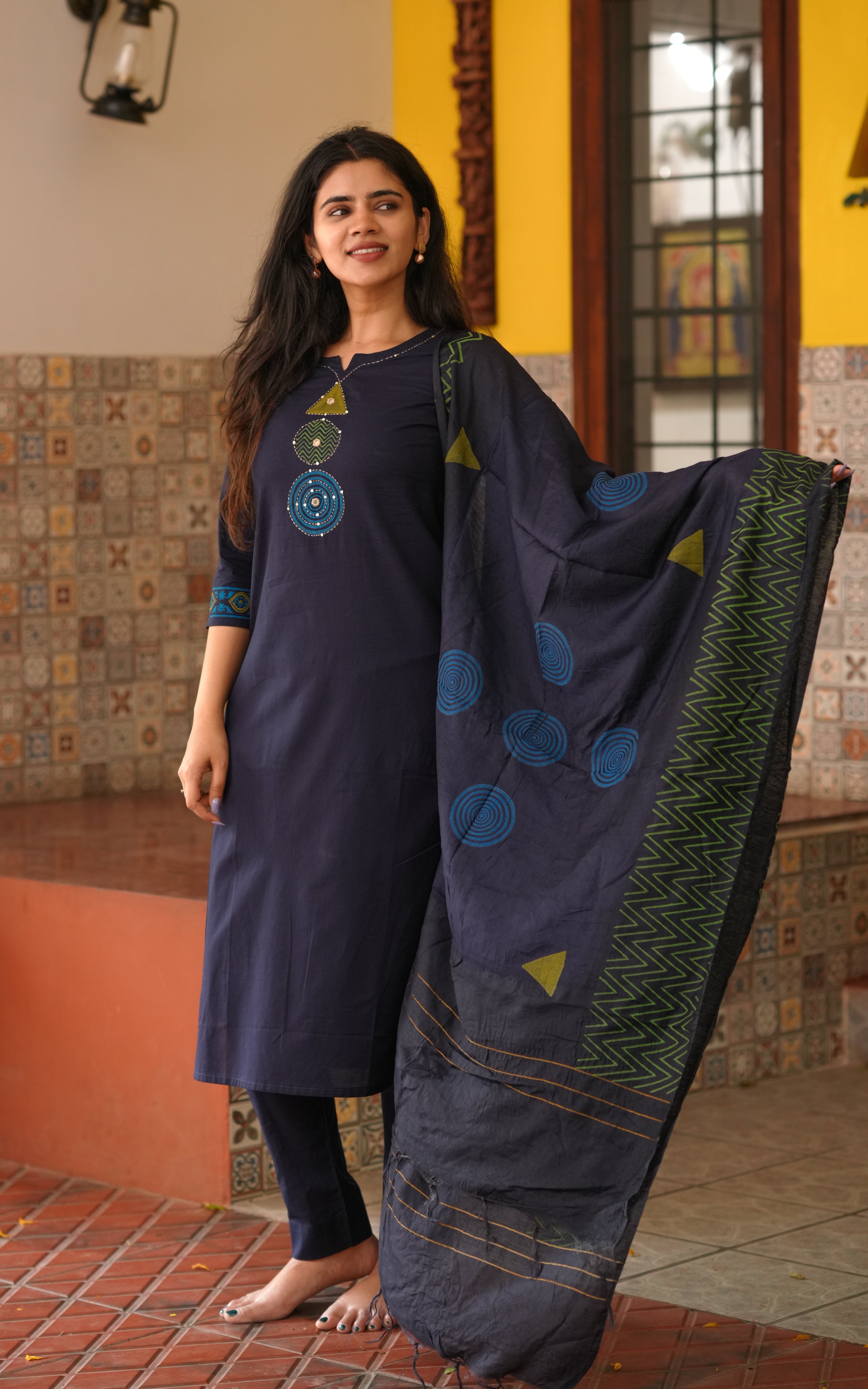Yuvathi HandBlock (Kurti+Pant+Dupatta)