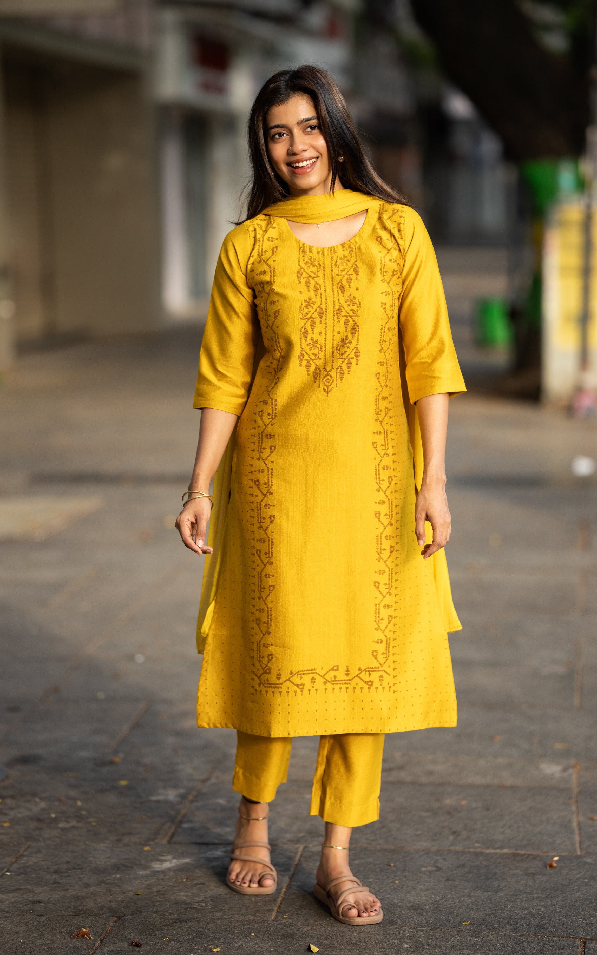 Dharani Yellow (Kurti+Pant+Dupatta)