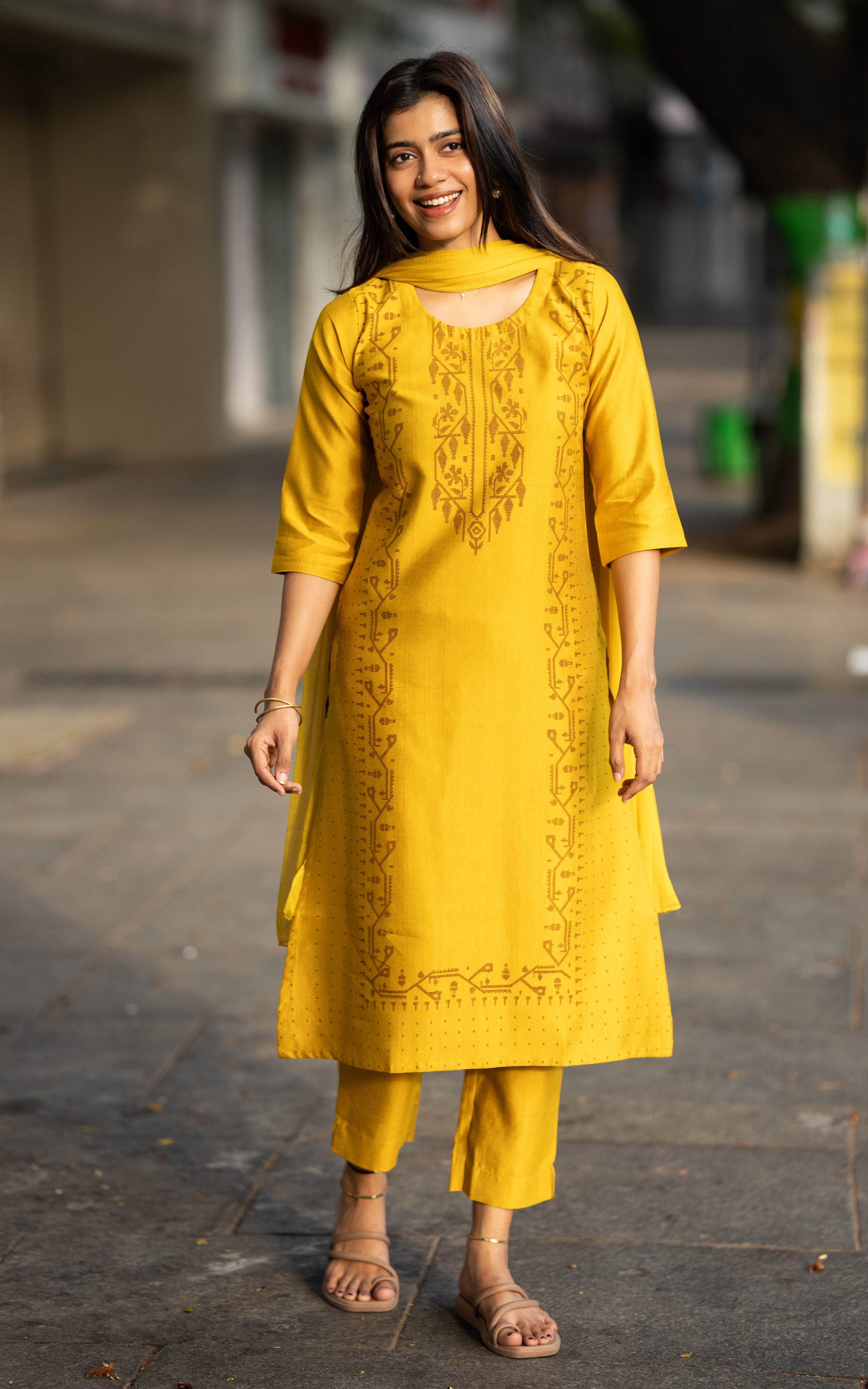 Dharani Yellow (Kurti+Pant+Dupatta)