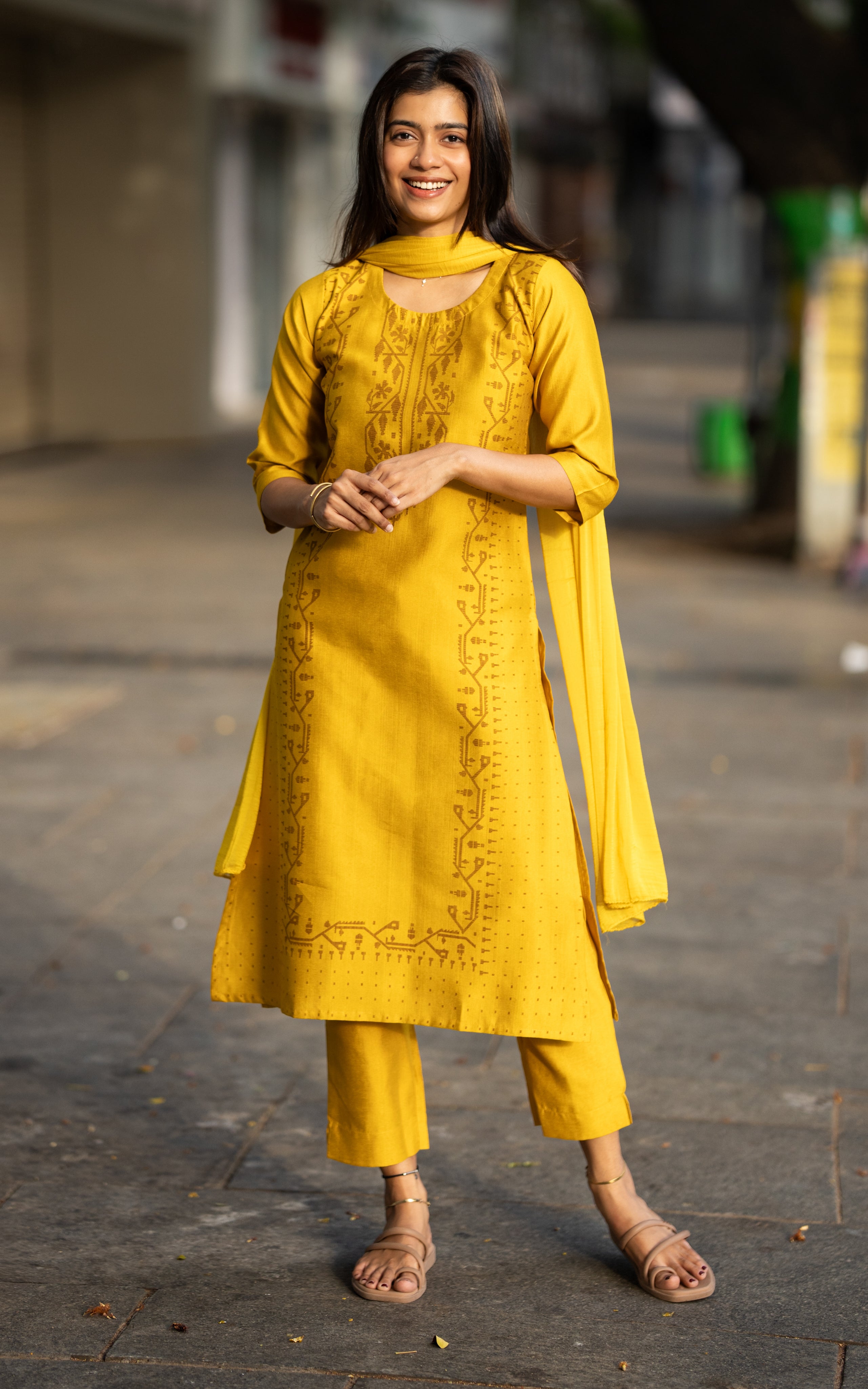 Dharani Yellow (Kurti+Pant+Dupatta)