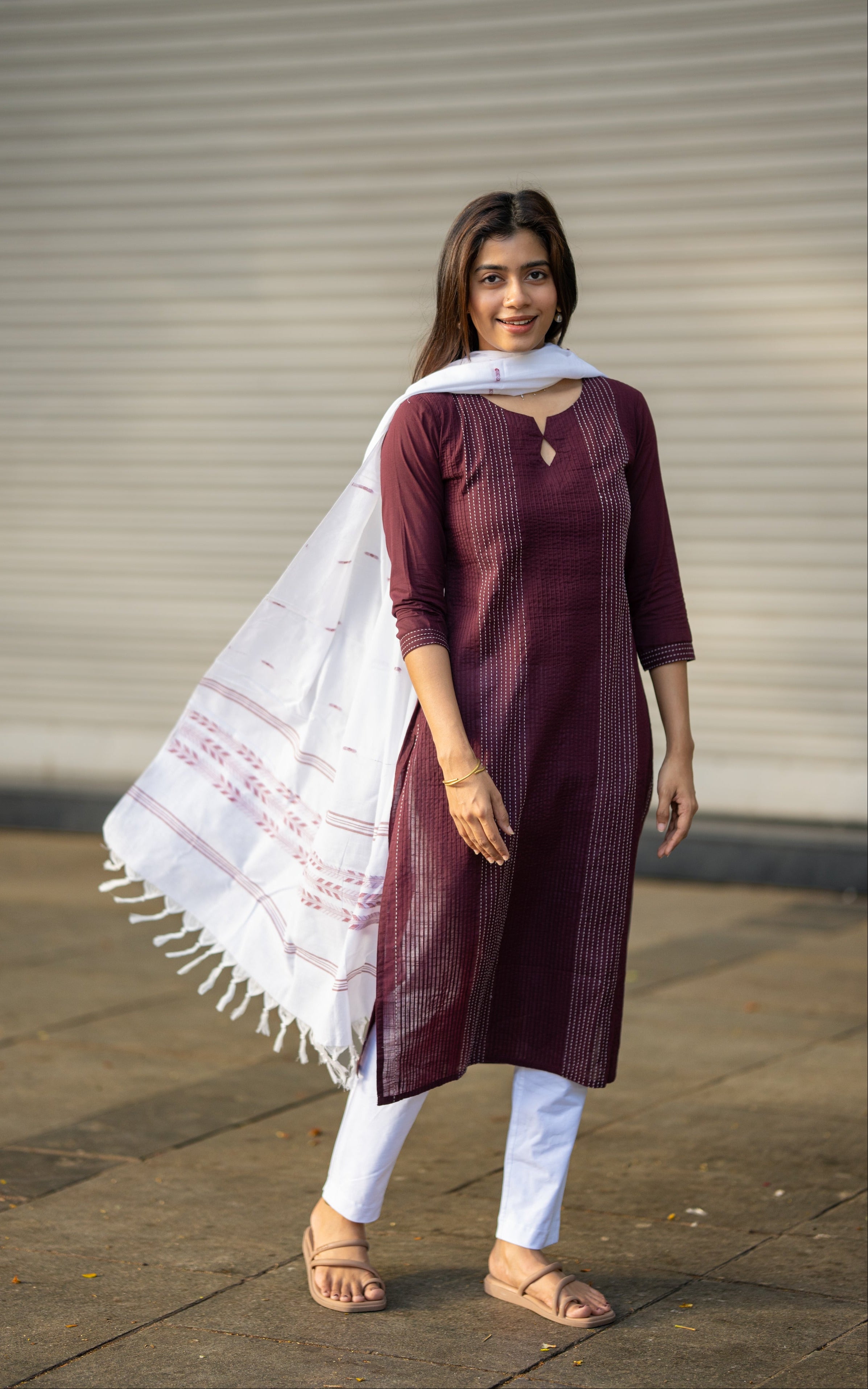 Jessie Dark Plum (Kurti+Dupatta)
