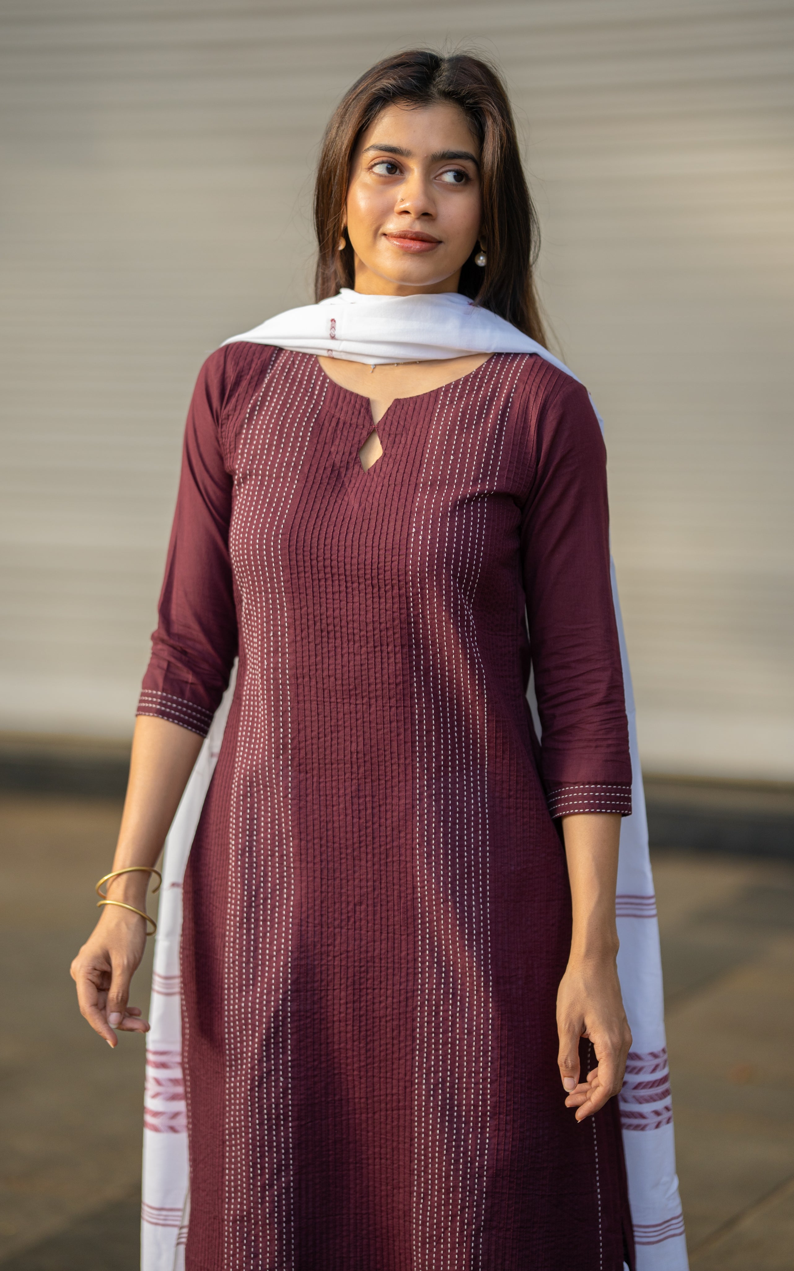 Jessie Dark Plum (Kurti+Dupatta)