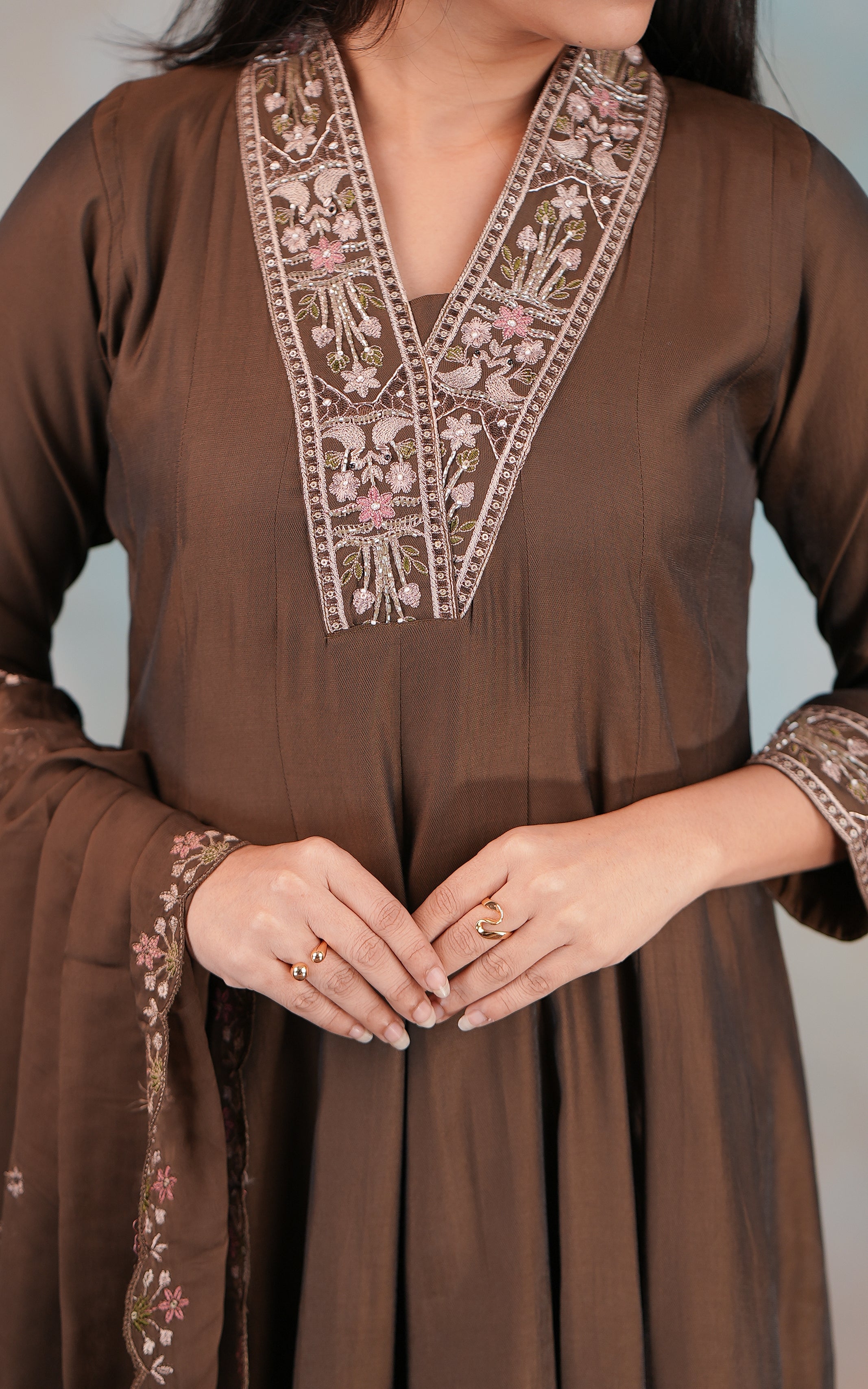 At silk Aline kurti with dupatta