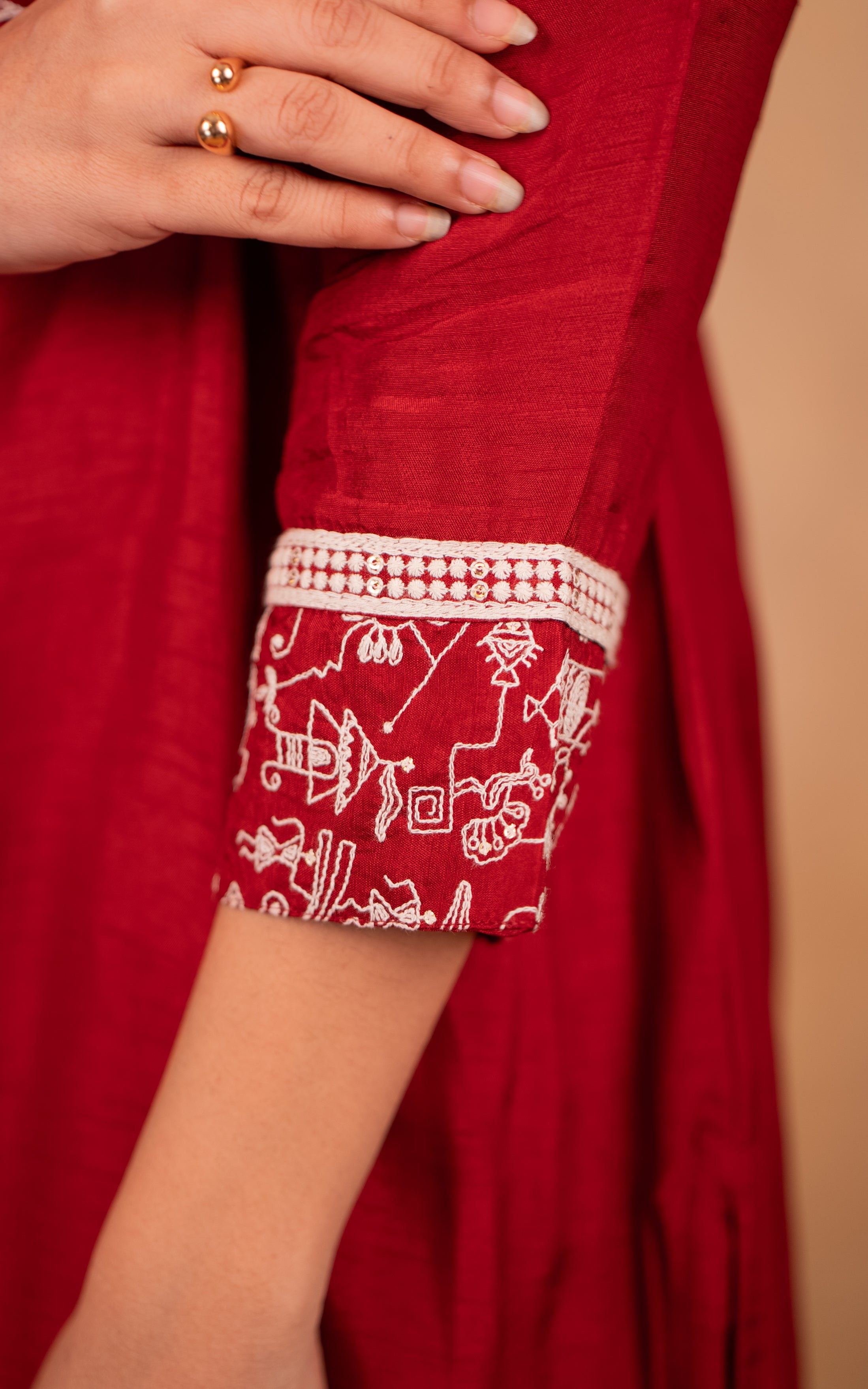 Office wear deep maroon dola silk kurti for women