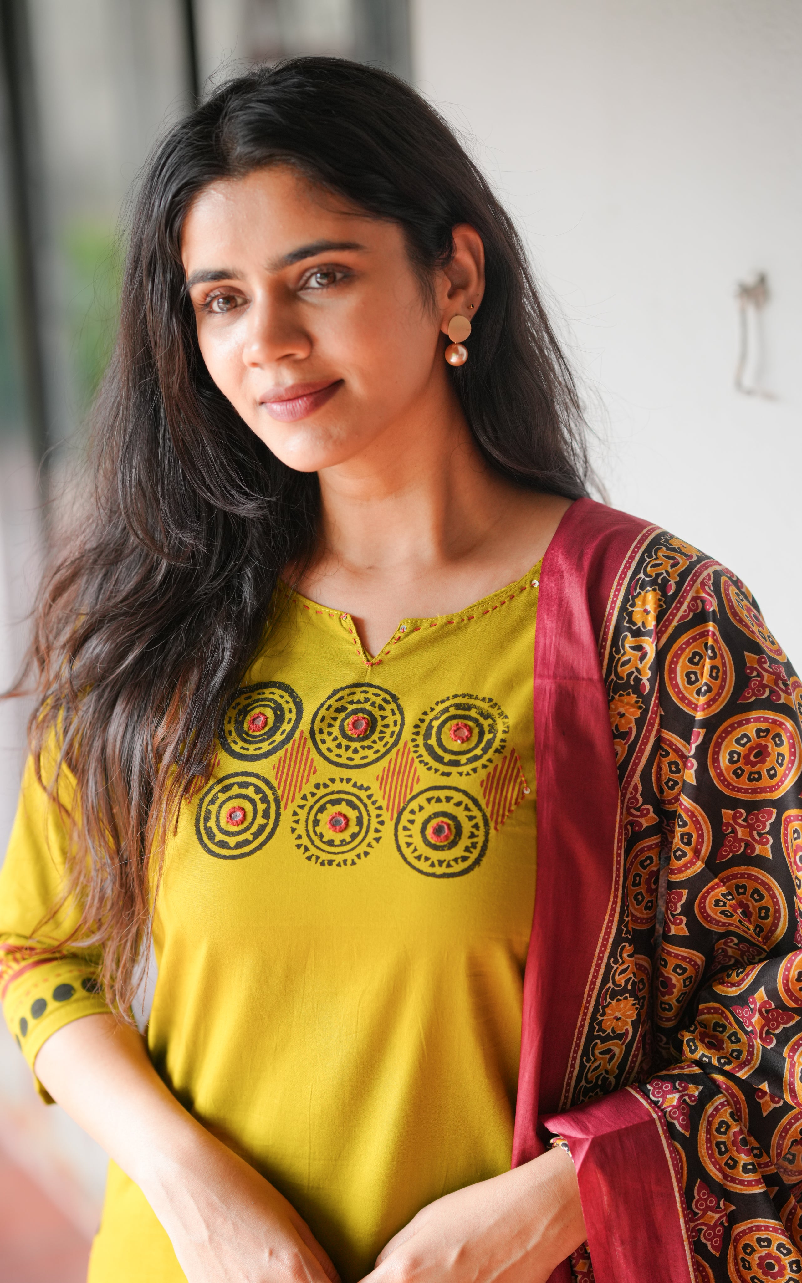 Handblock printed  kurti with matching dupatta