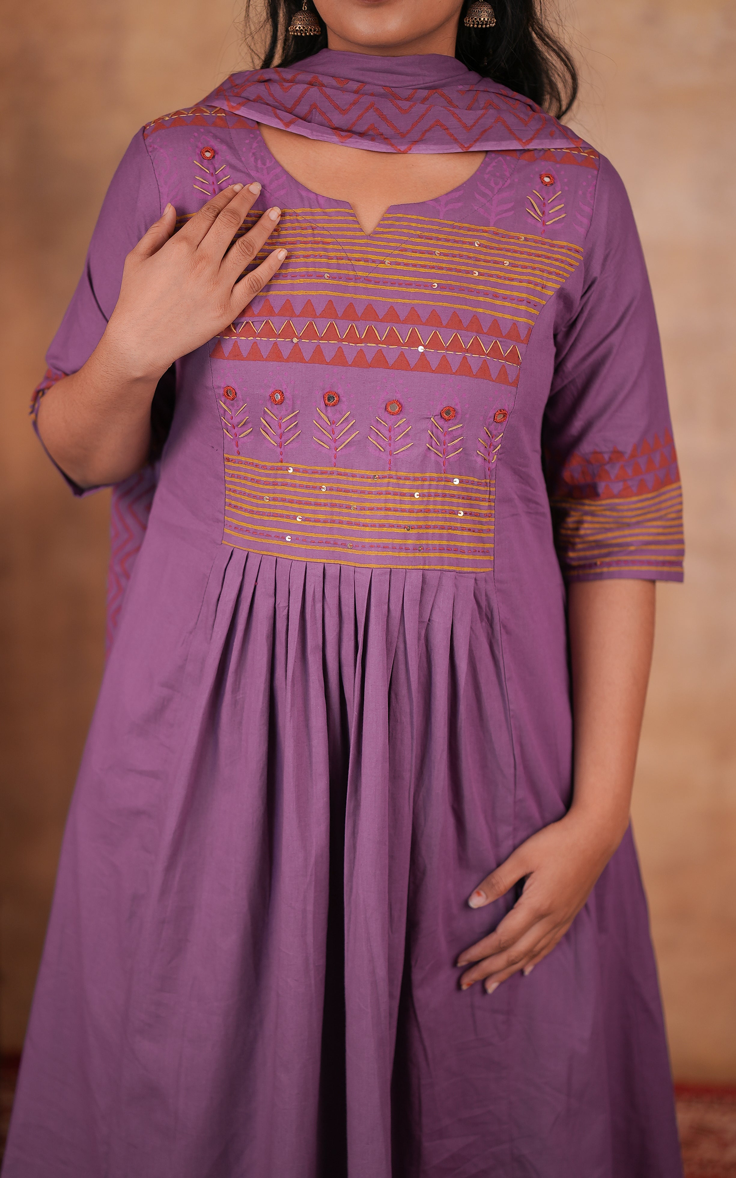 Handblock printed anarkali kurti sets