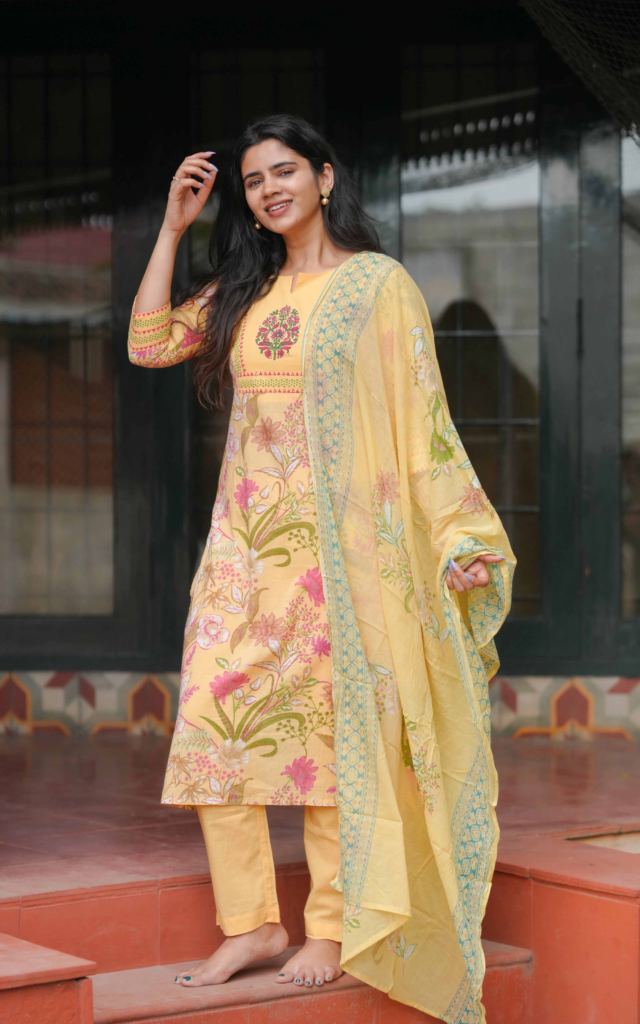 Perfect for casual wear or semi-formal occasions with its traditional yet modern design.