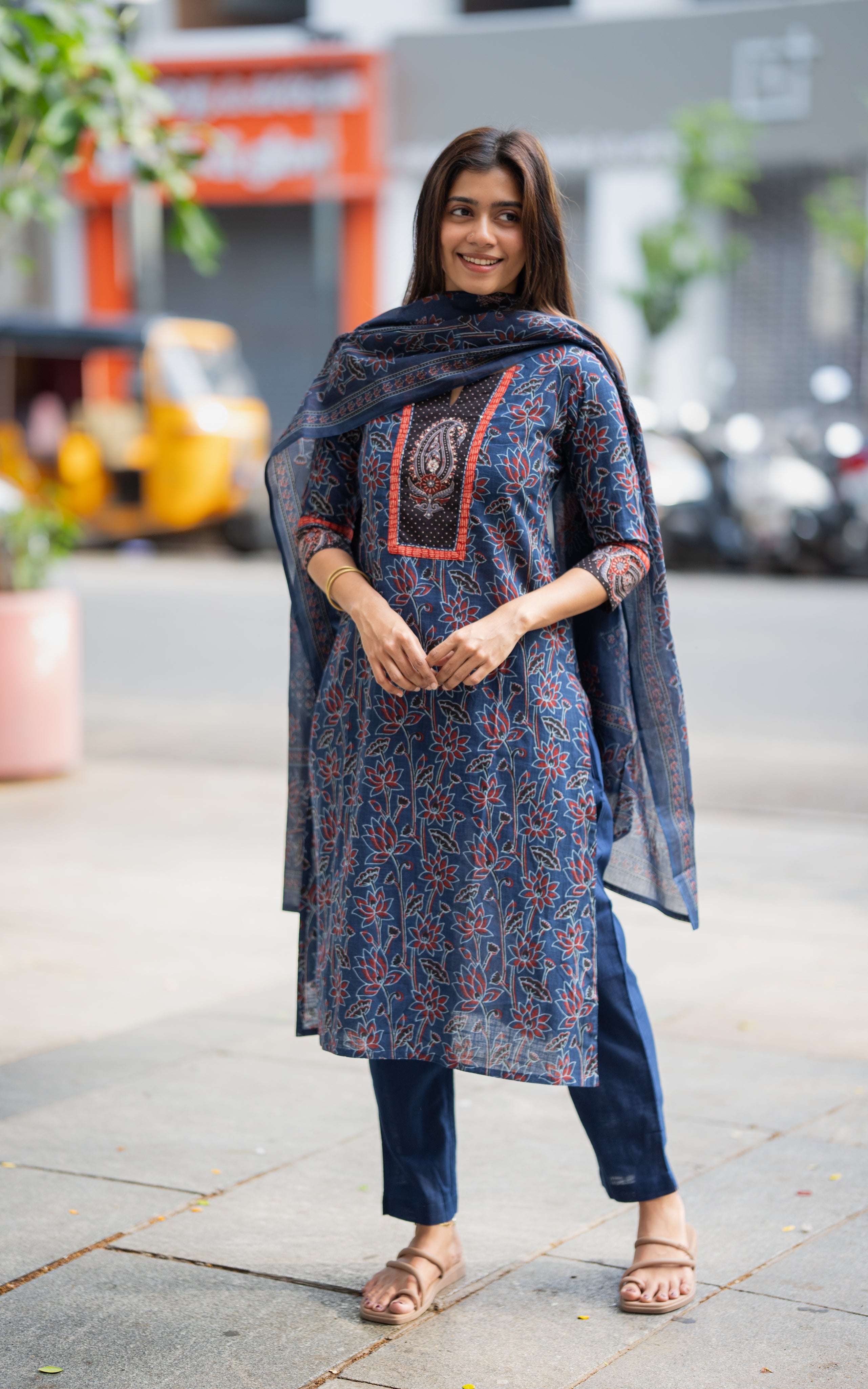 Swathi Navy Blue (Kurti+Pant+Dupatta)