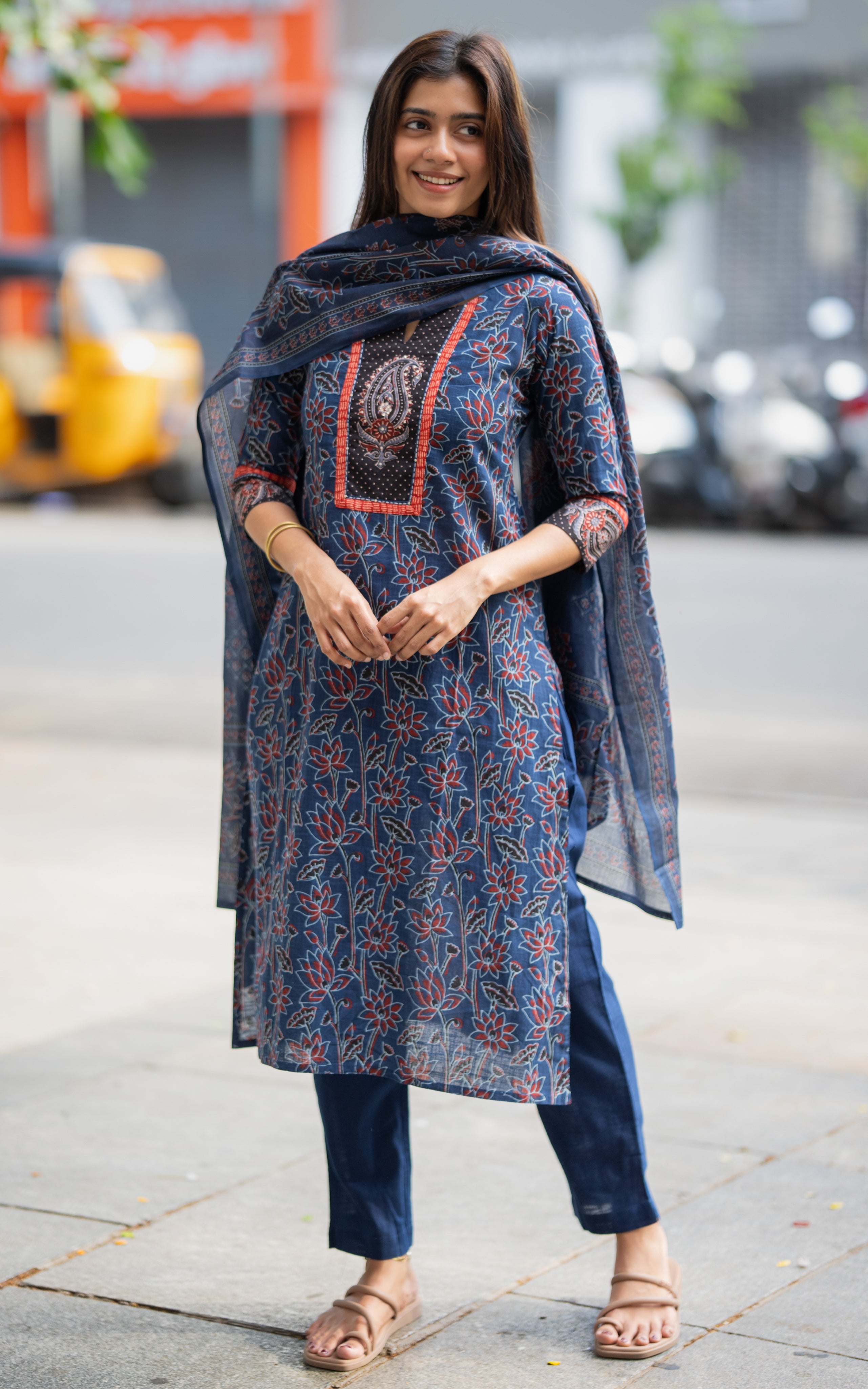 Swathi Navy Blue (Kurti+Pant+Dupatta)