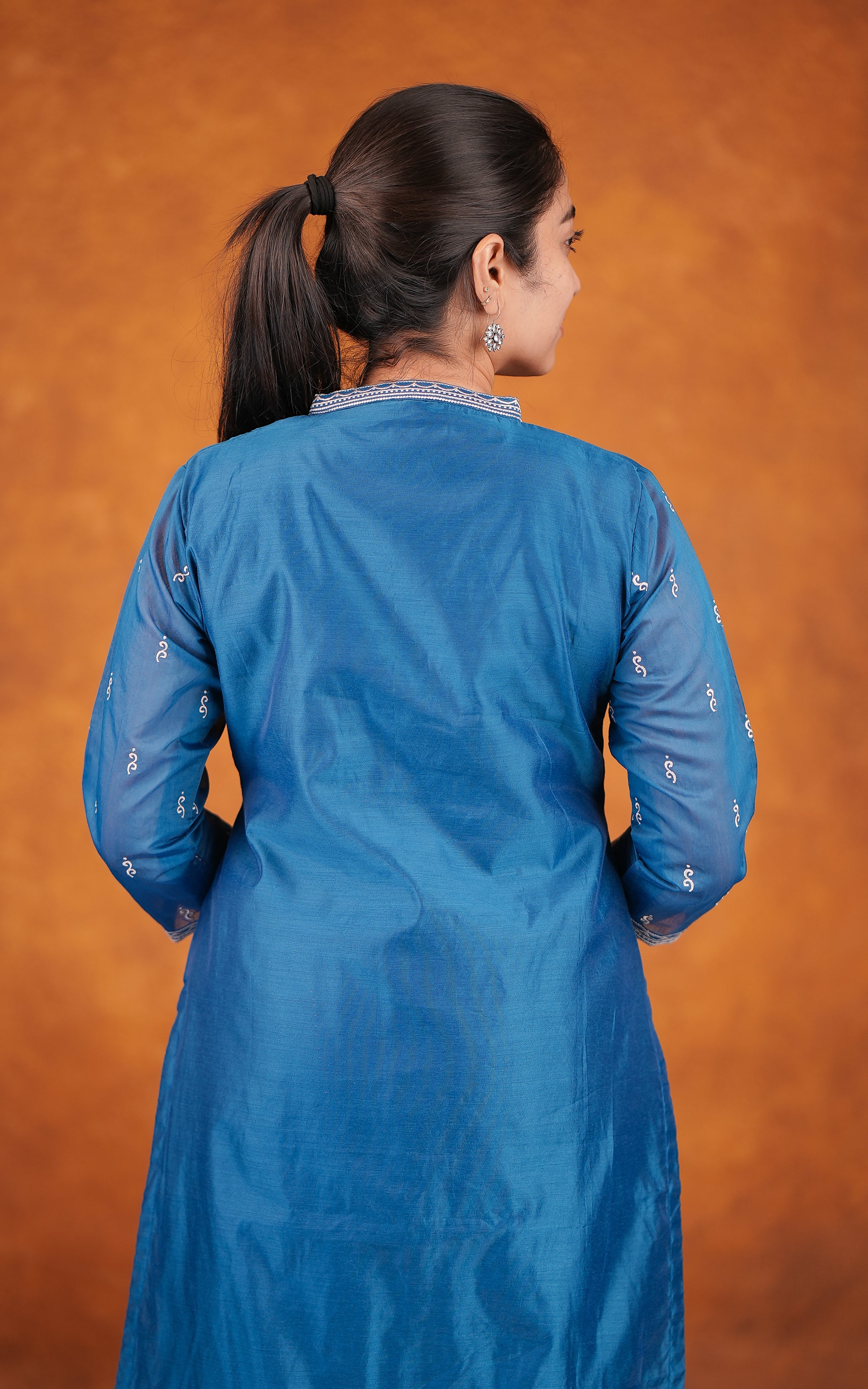 Art silk kurti with elastic waist pant for women
