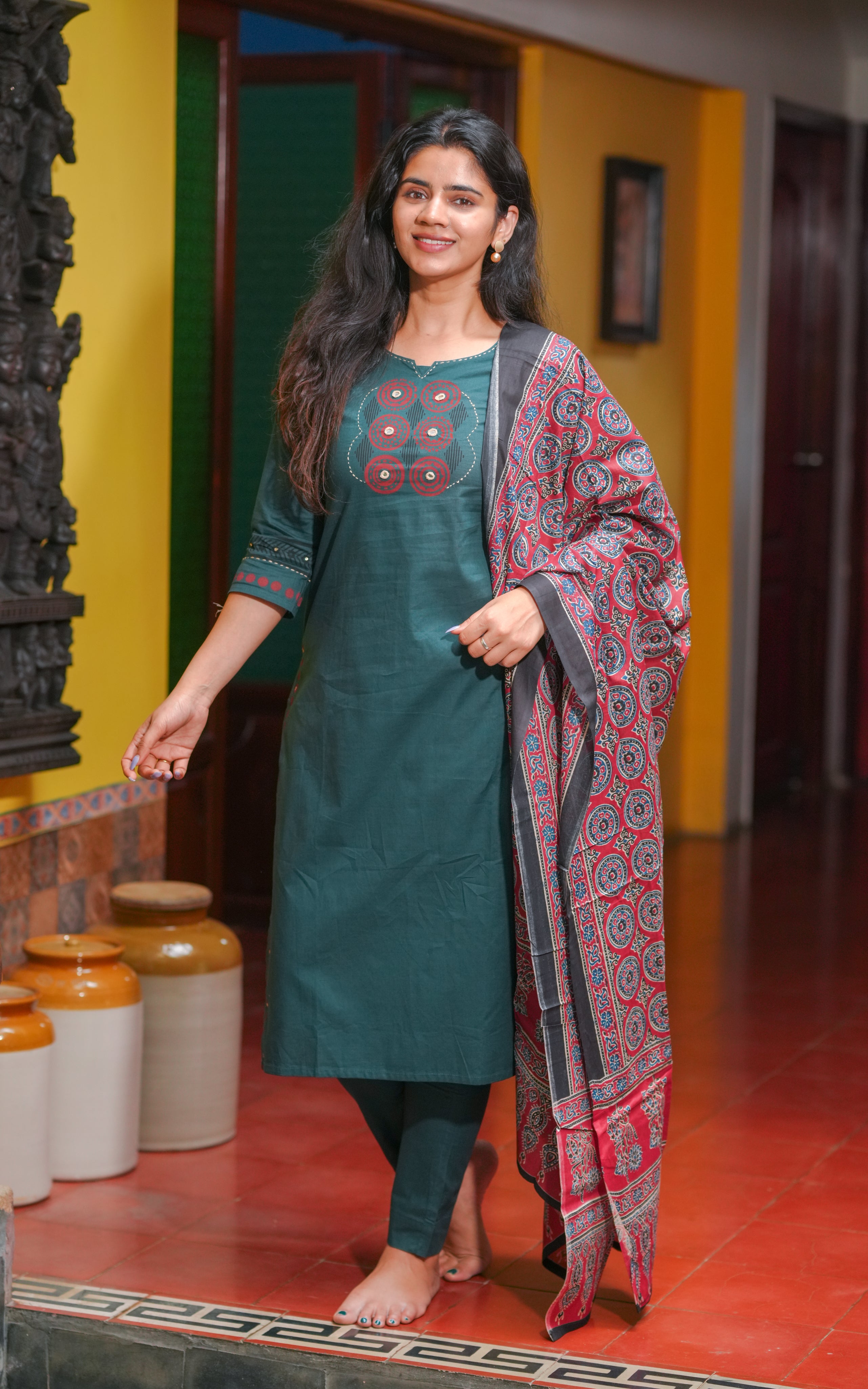 Smitha HandBlock (Kurti+Pant+Dupatta)
