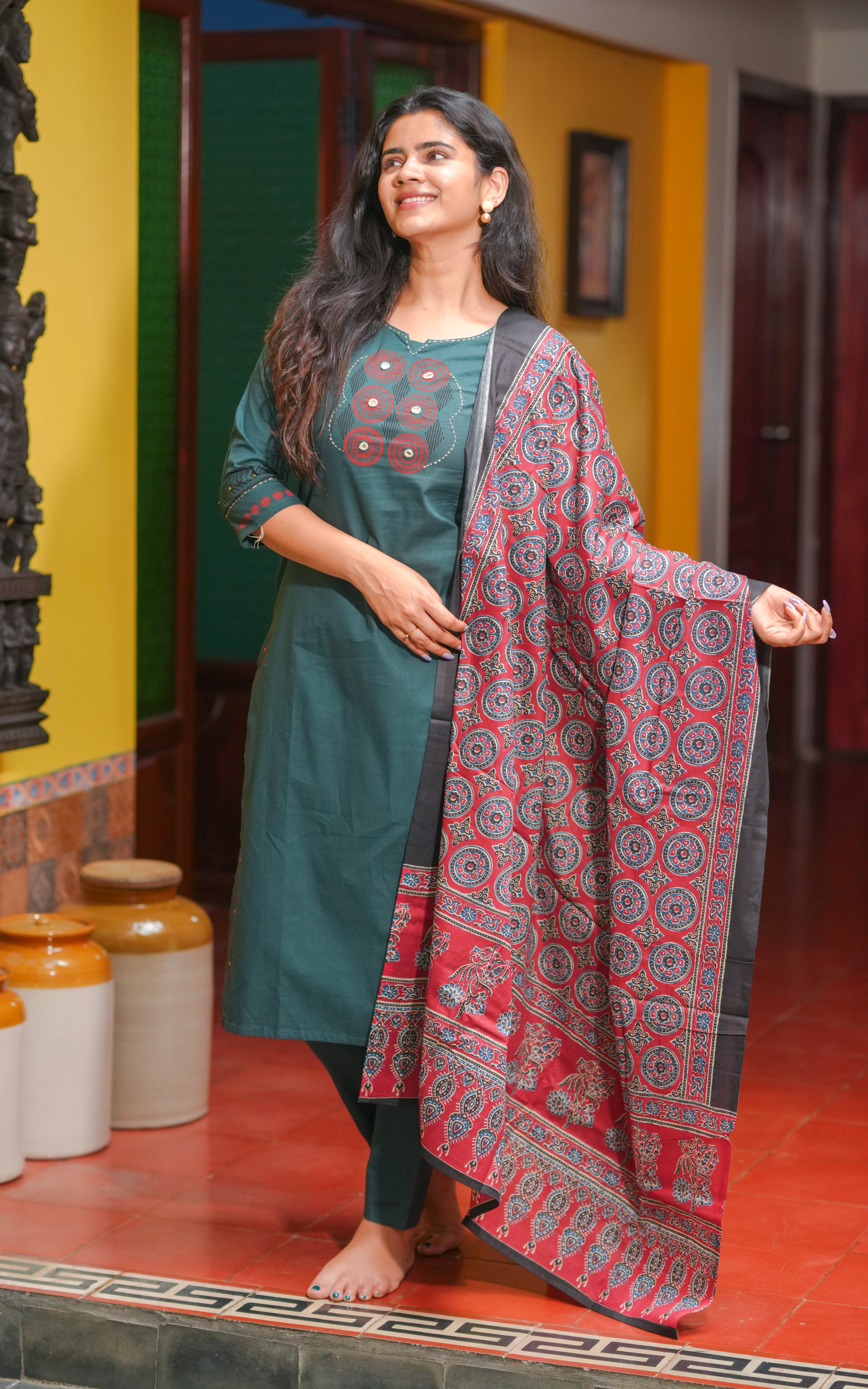 Smitha HandBlock (Kurti+Pant+Dupatta)