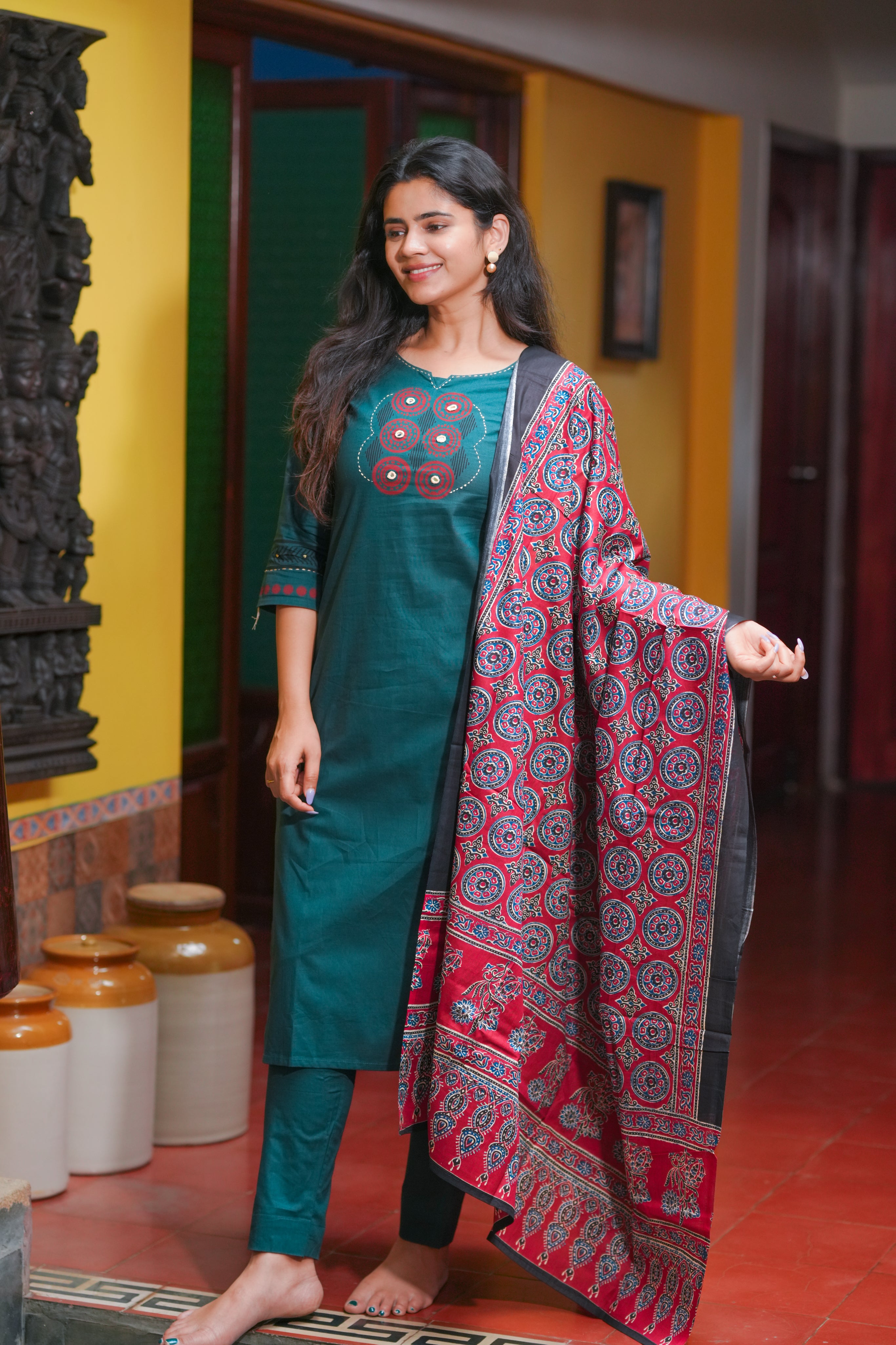 Smitha HandBlock (Kurti+Pant+Dupatta)