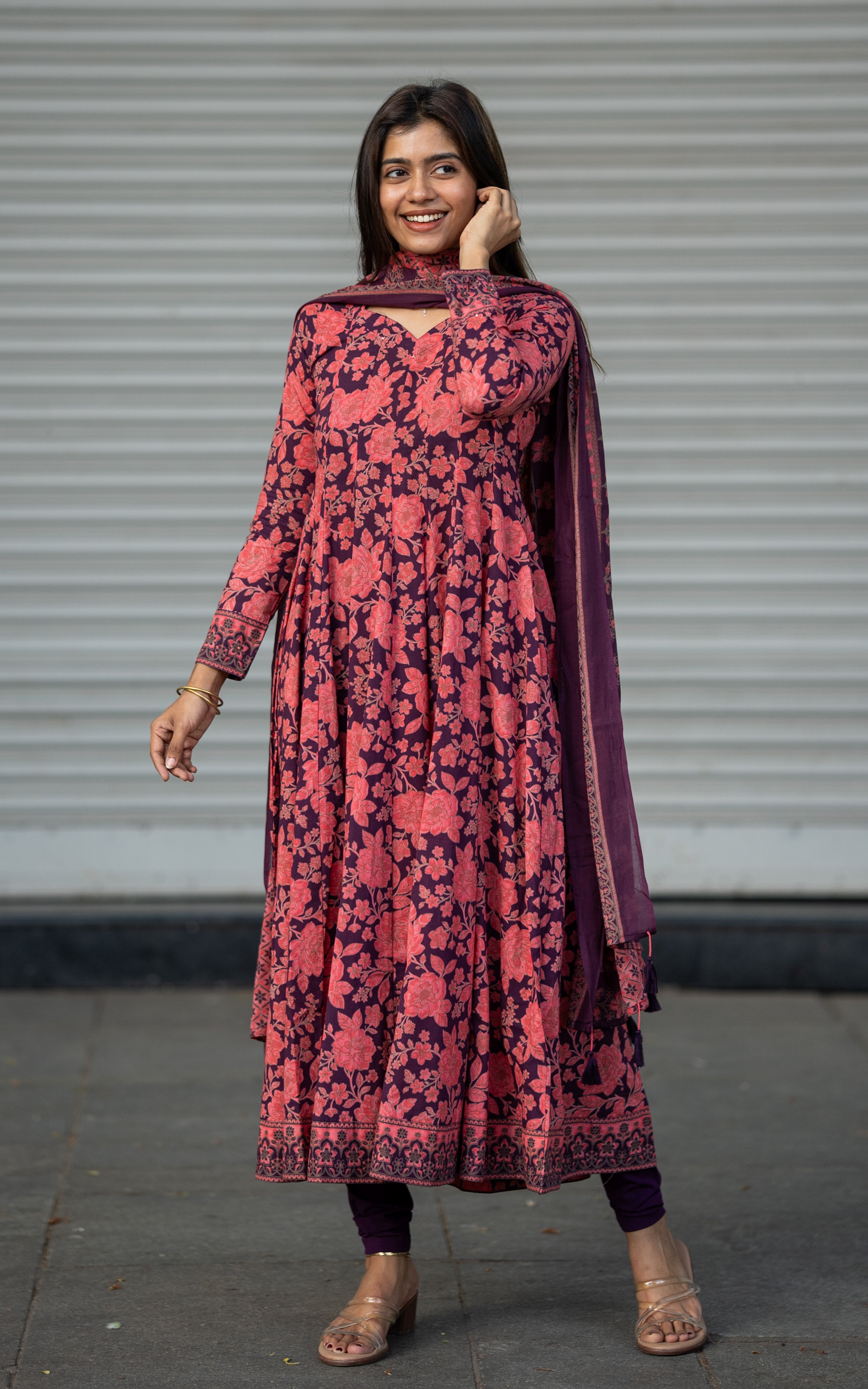 Purple Cotton Daily Wear Kurti Dupatta for Women