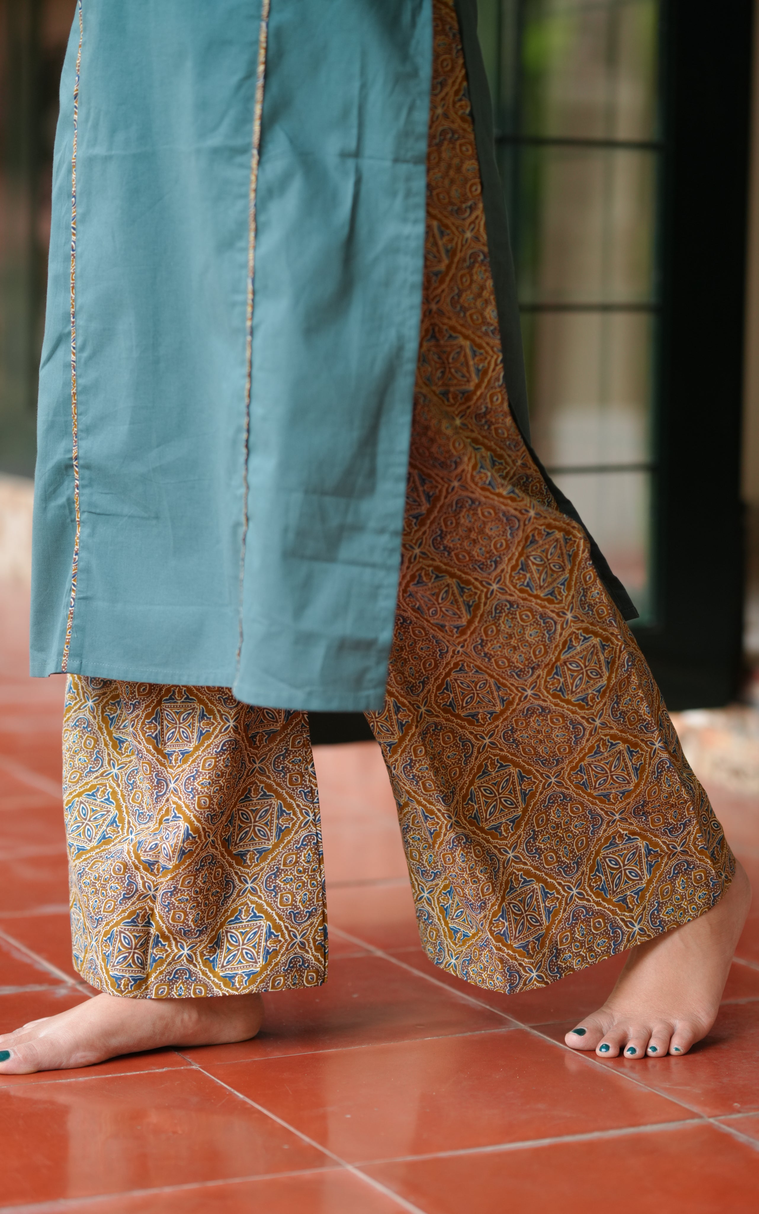 Alana Green HandBlock (Kurti+Pant+Dupatta)