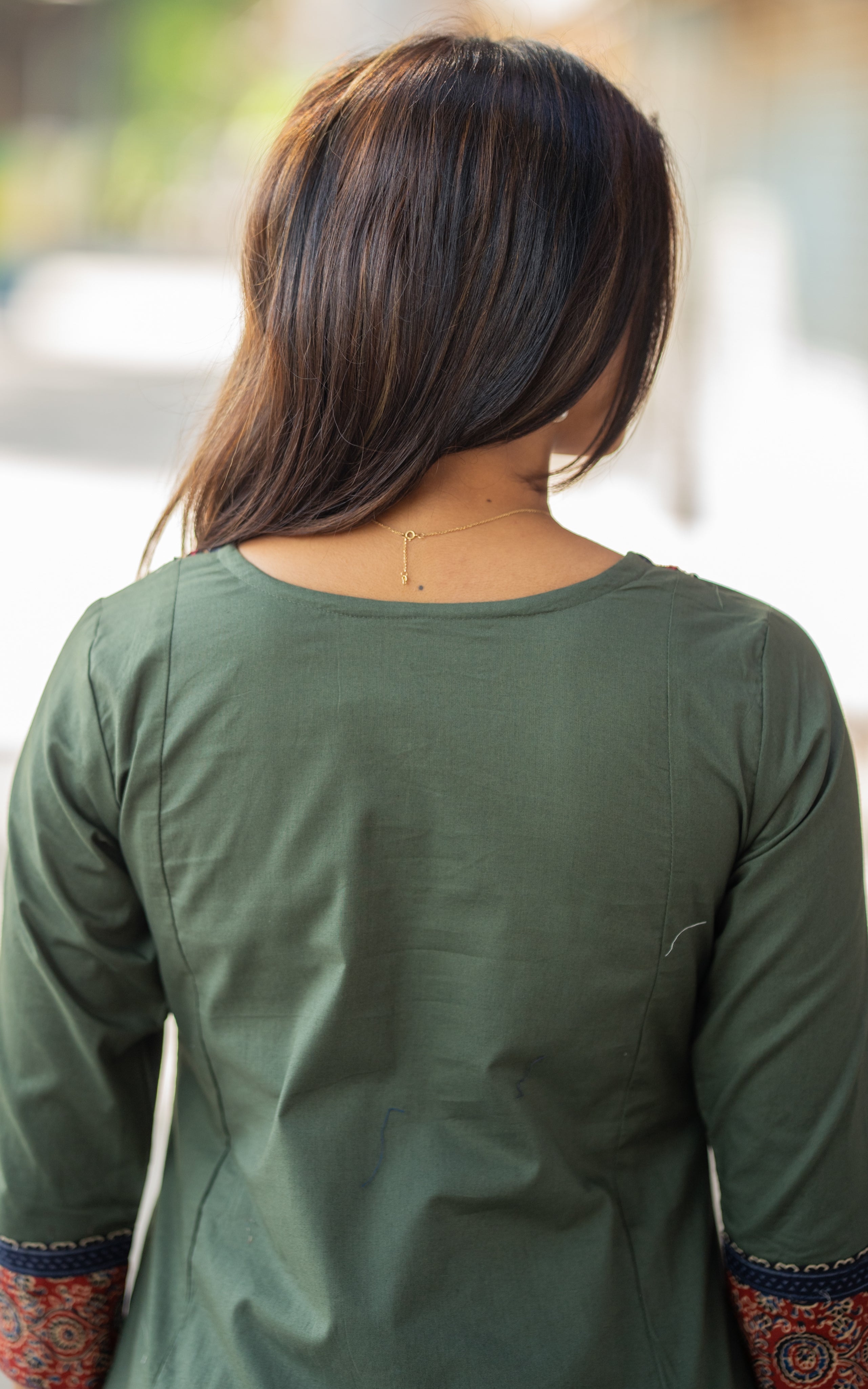 Dusty Green Cotton Office Wear Kurti for Women