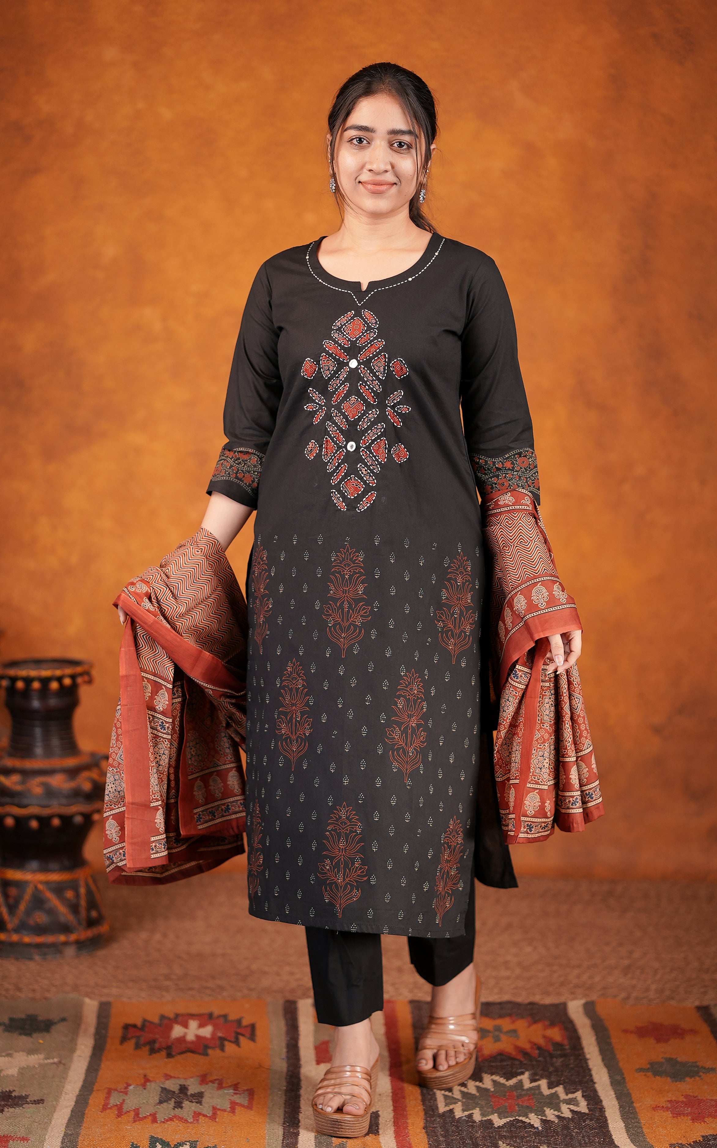 Inba Handblock (Kurti+Pant+Dupatta)