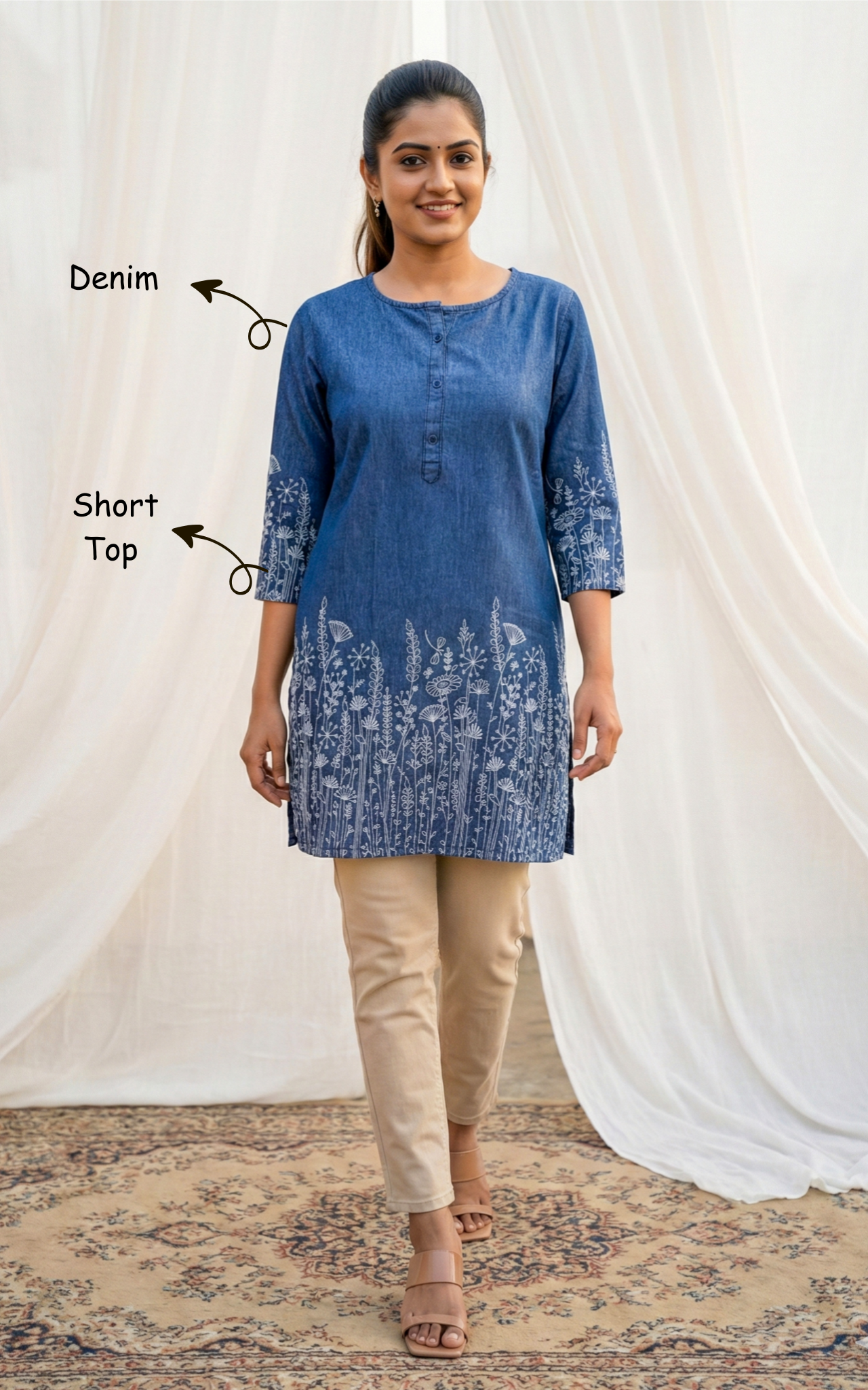 Instore – Denim Blue Suhani Kurti for Women – Denim – Indian Ethnic Wear