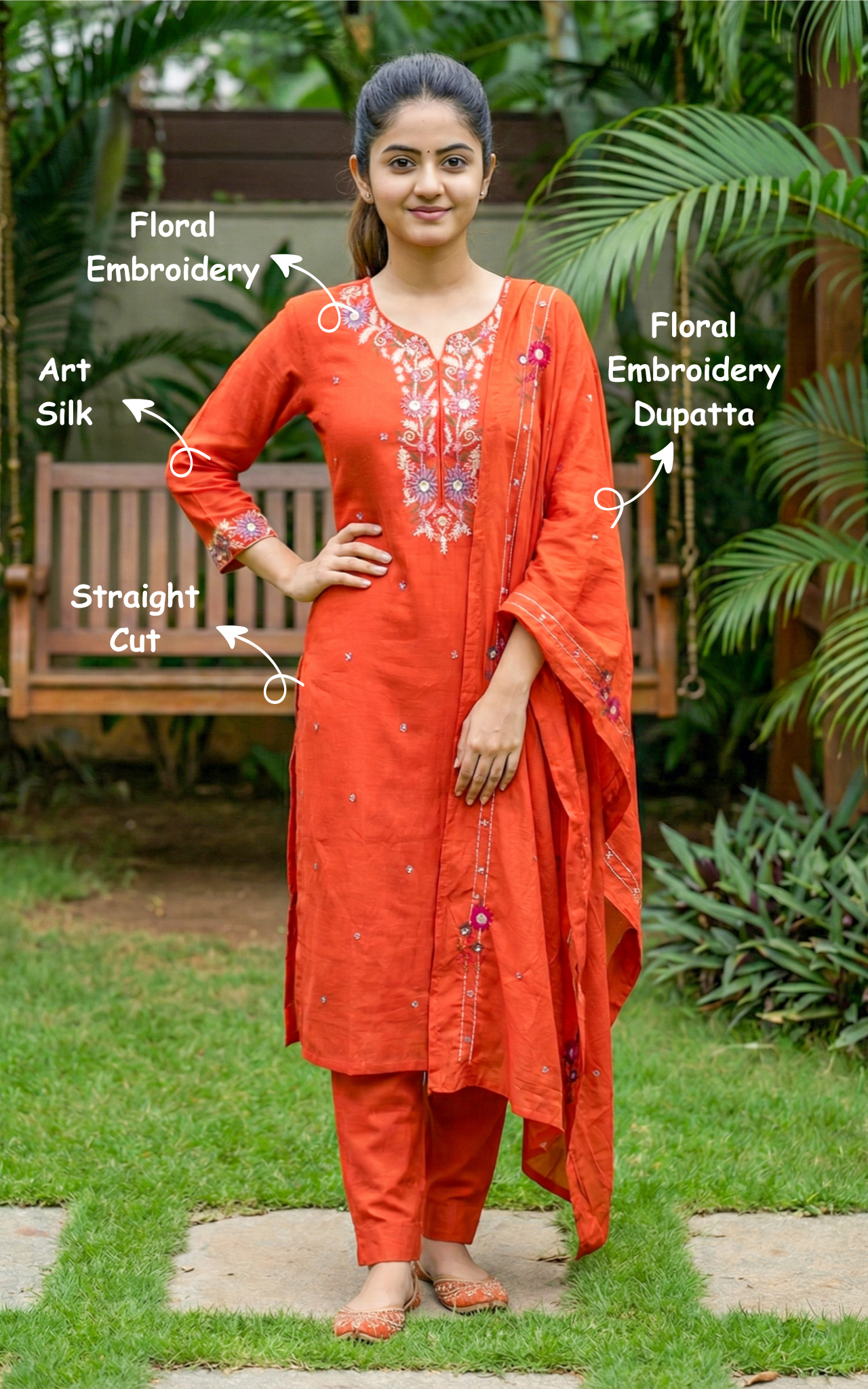 Ethnic straight kurti with minimal design for women