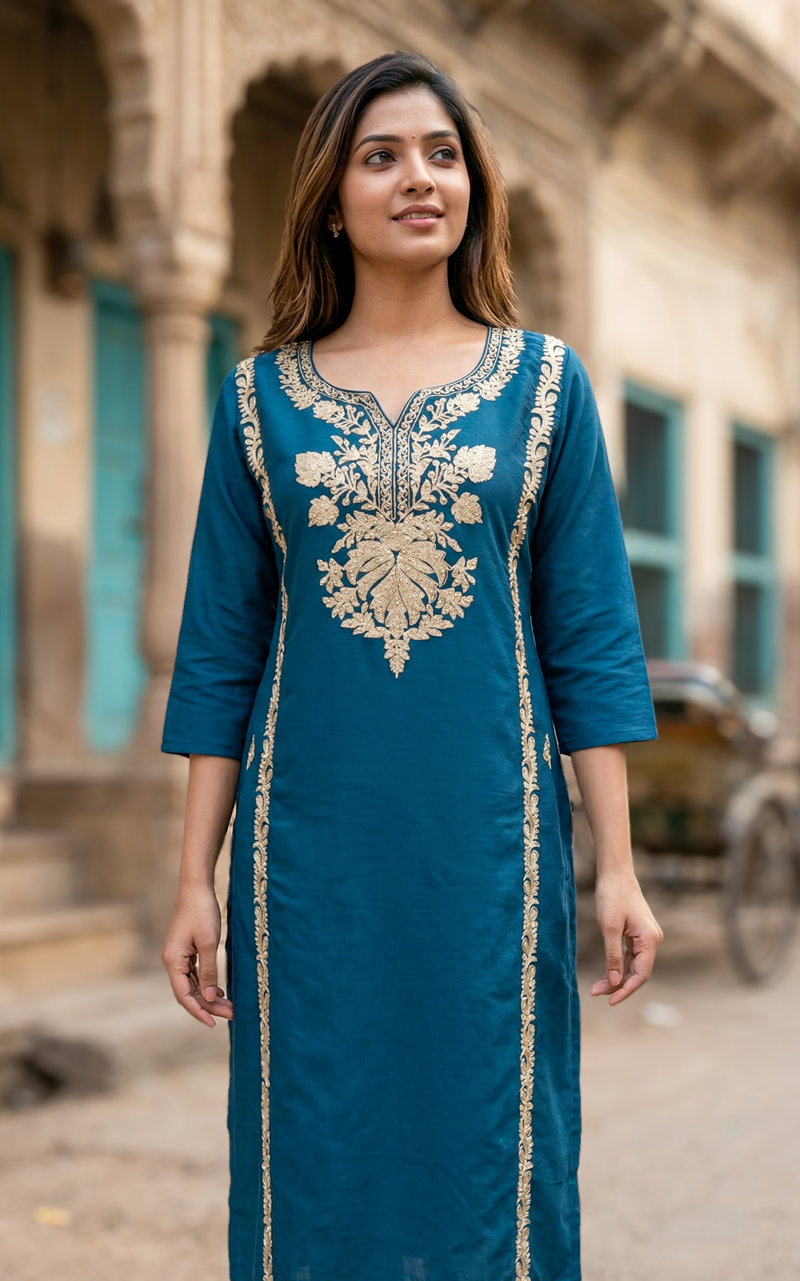 Straight Cut Kurti with Side Slit 