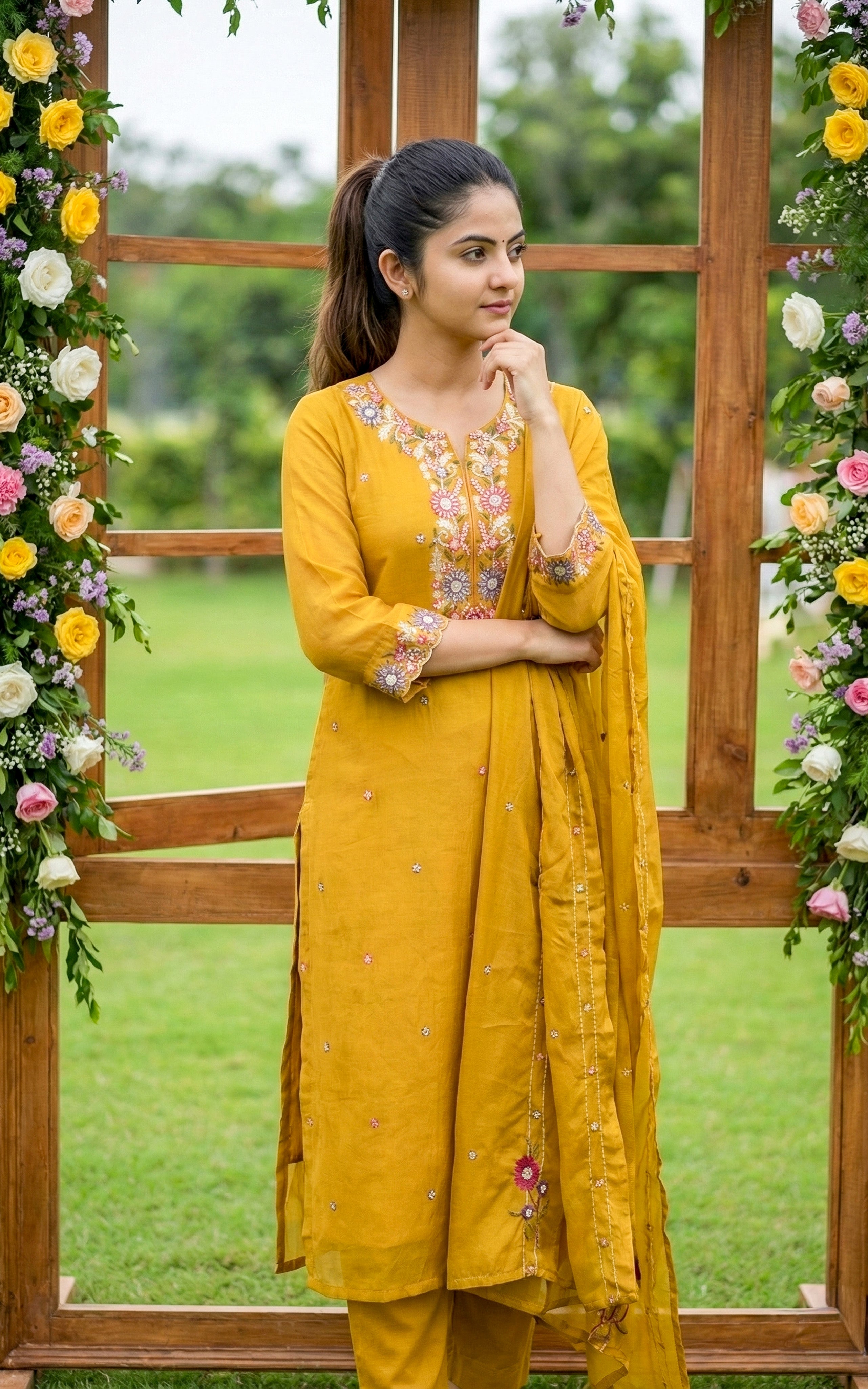 Art silk straight cut kurti for women