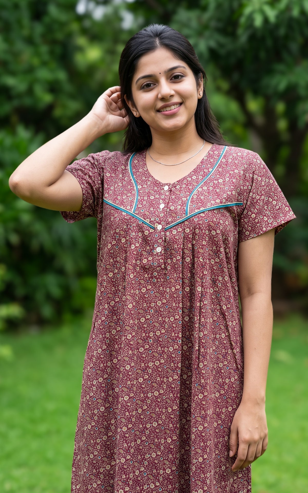 Cotton Straight Fit Nighty-166SS3